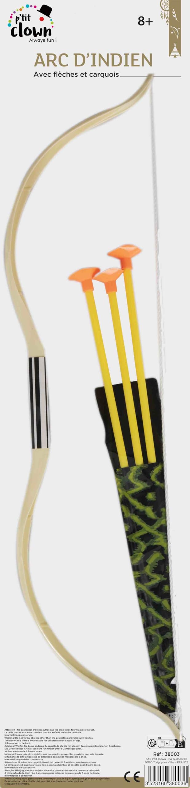 ptit-clown-indianerbogen-52-cm-wei-mit-3-pfeilen-und-k-cher image 4