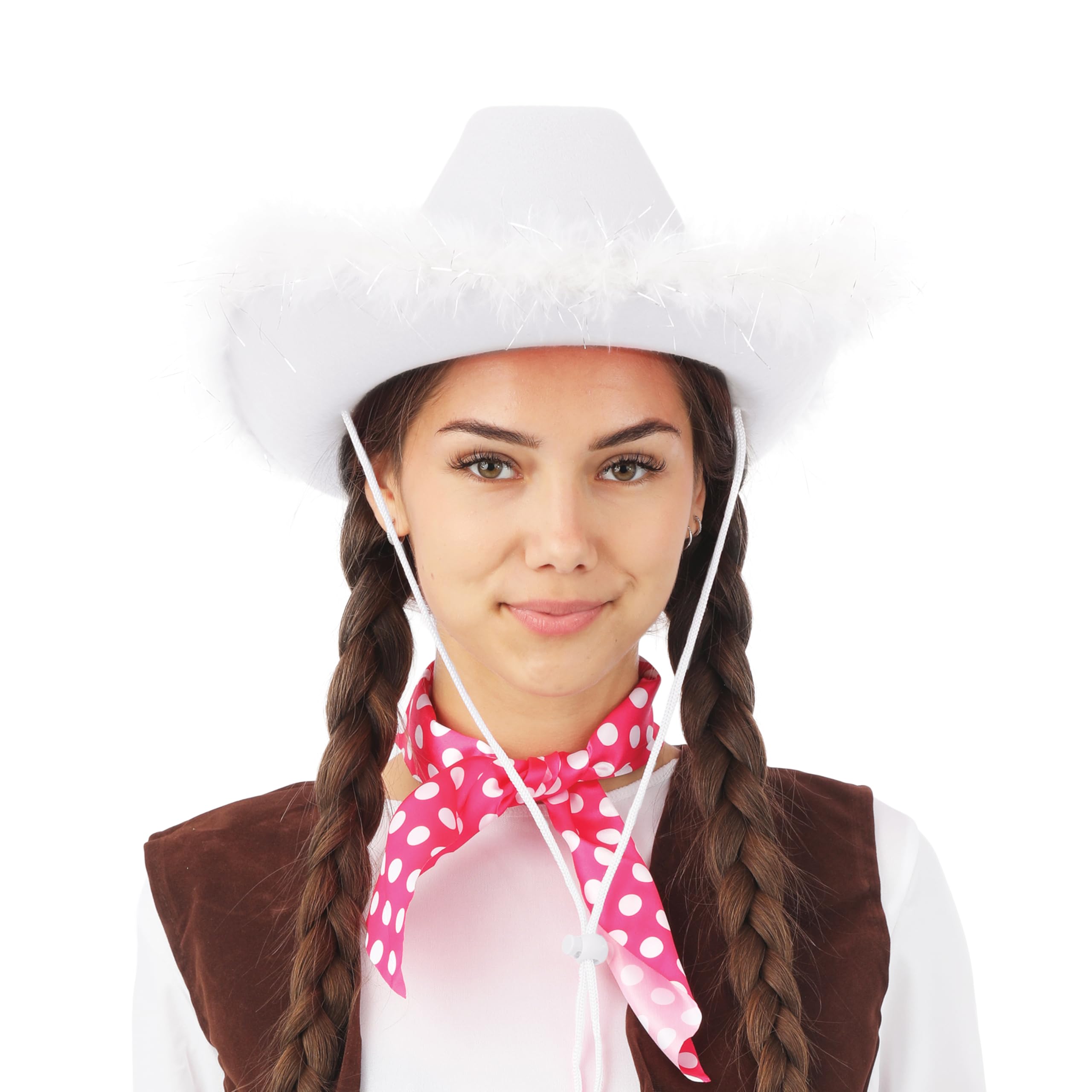 p-tit-clown-21302-cowgirl-filzhut-damen-wei-mit-federn-und-glimmer image 4