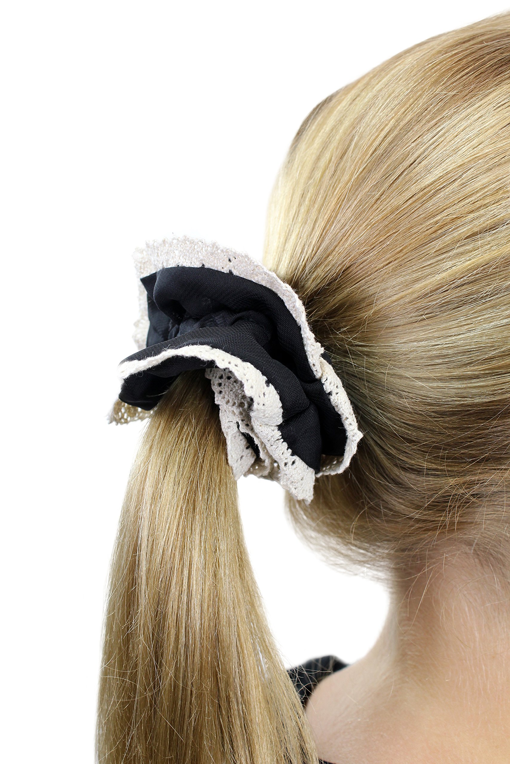 wig-me-up-z012-scrunchy-haarbinder-schwarz-mit-wei-er-spitze image 1