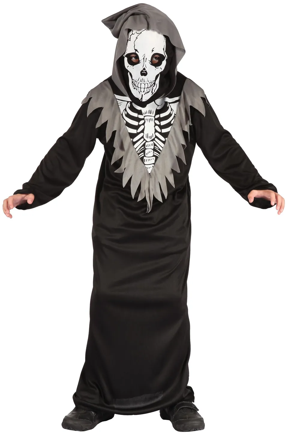 ptit-clown-98116-skelett-kost-m-kinder-mit-umhang-und-maske image 1