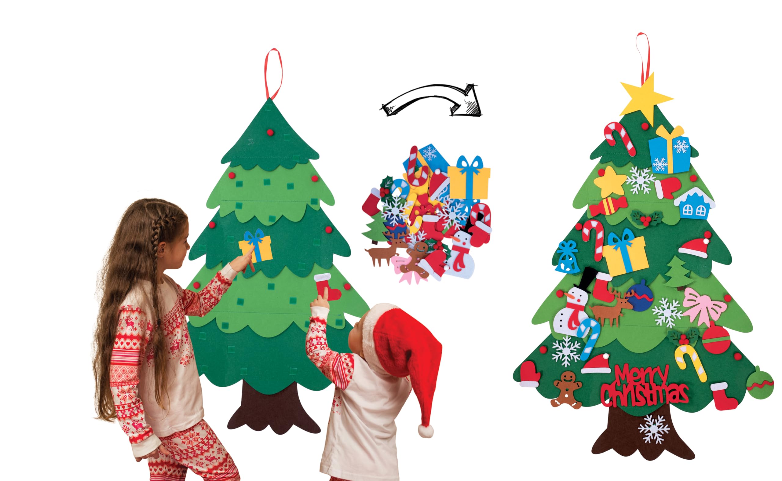 vegaoo-party-weihnachtsbaum-deko-zum-aufh-ngen-67x100-cm-filz-mit-anh-ngern image 1