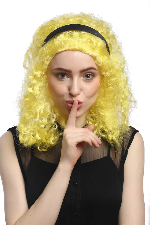 wig-me-up-3046-pp310-afro-volumen-per-cke-krause-locken-neongelb-mit-haarreif image 1