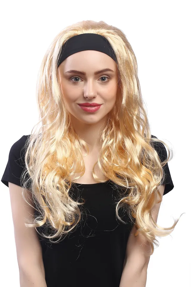 wig-me-up-86380-za02-damenper-cke-lang-gewellt-goldblond-mit-stirnband-60-cm-80e image 1
