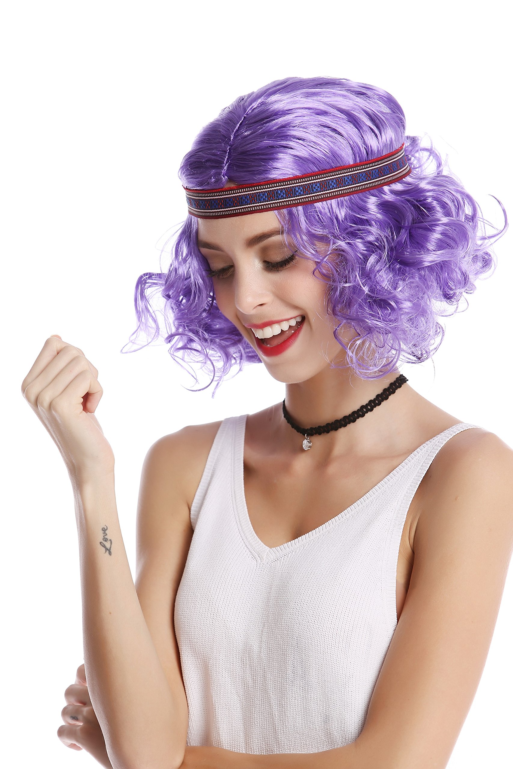 wig-me-up-90896-za08-partyper-cke-lila-longbob-lockig-mit-stirnband-80er-diva image 2