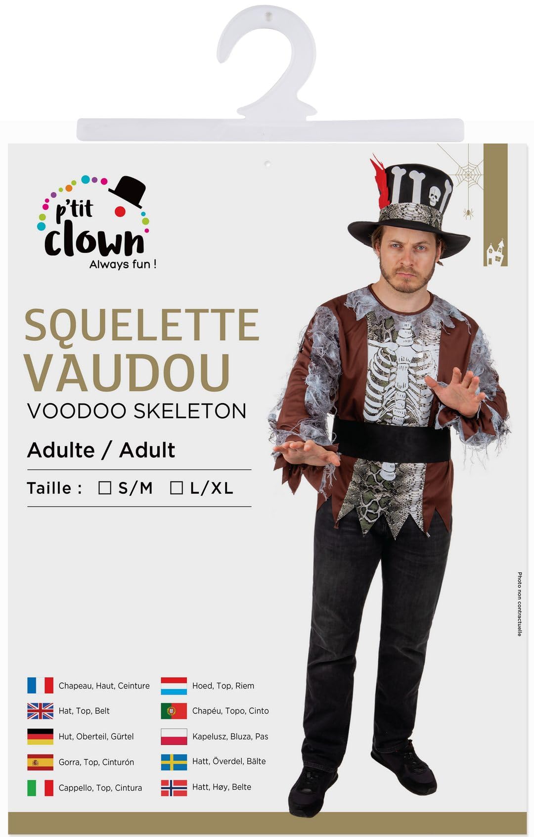 ptit-clown-skelett-kost-m-voodoo-erwachsene-mit-federhut image 5