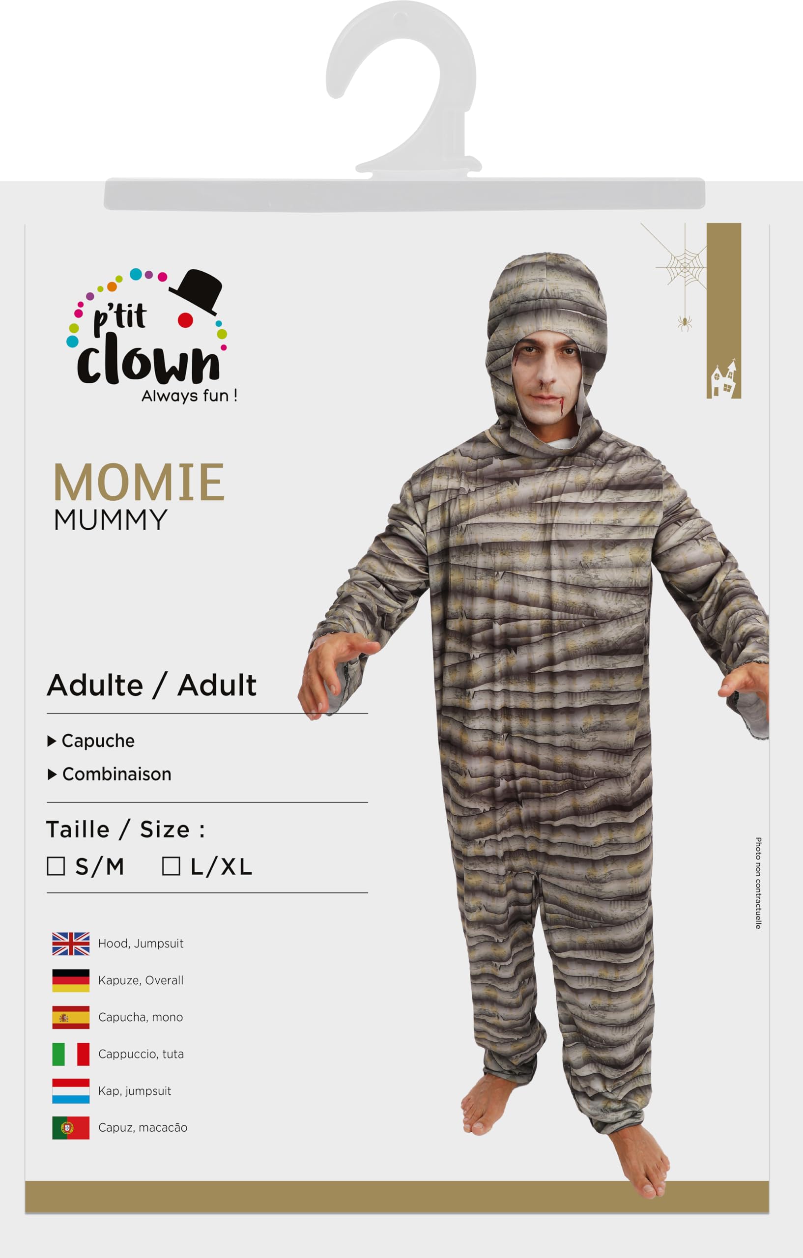 p-tit-clown-mumie-kost-m-f-r-erwachsene-mit-kapuze-und-overall image 5