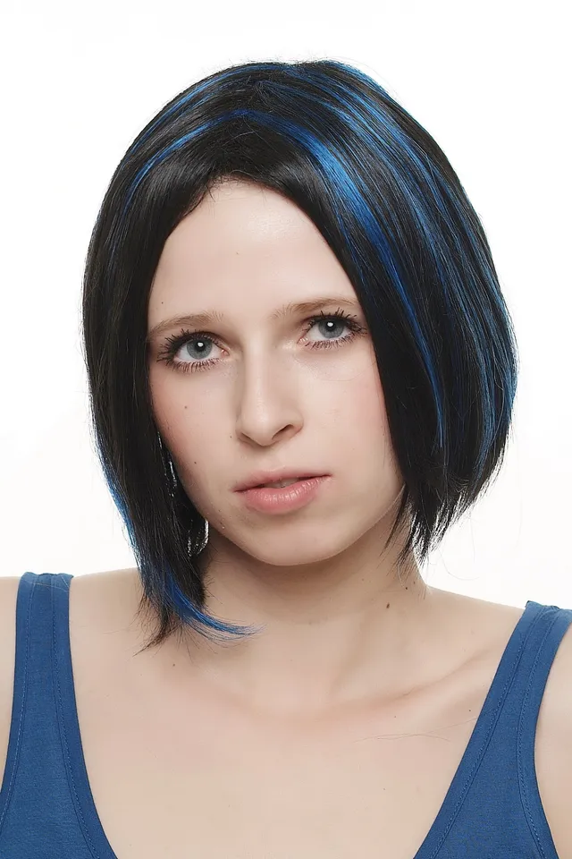 wig-me-up-kurzhaarper-cke-sa048-2b061-schwarz-mit-blauen-str-hnen-bob-30-cm image 1