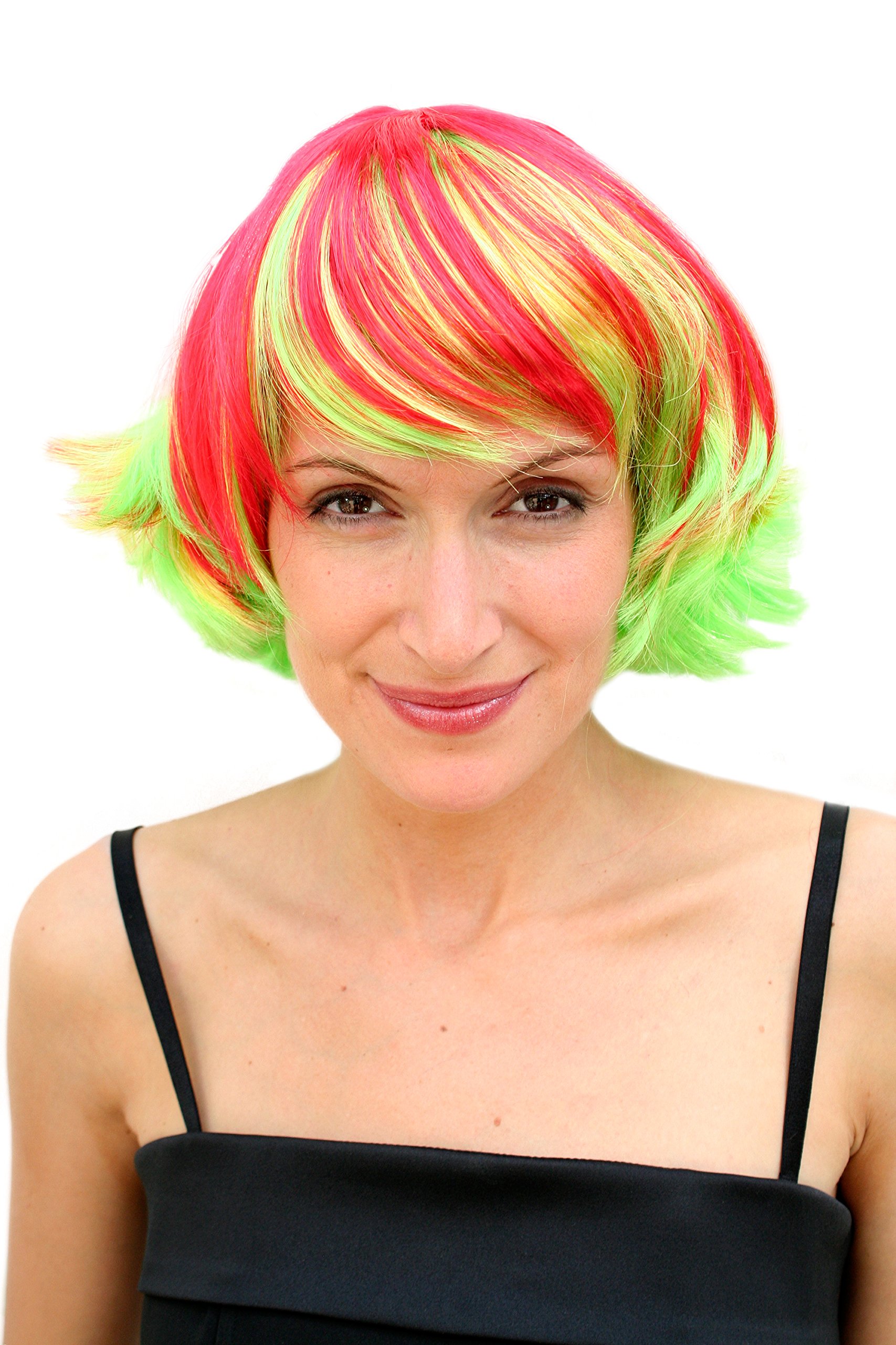 wig-me-up-party-per-cke-kurz-rot-gelb-disco-fasching image 1