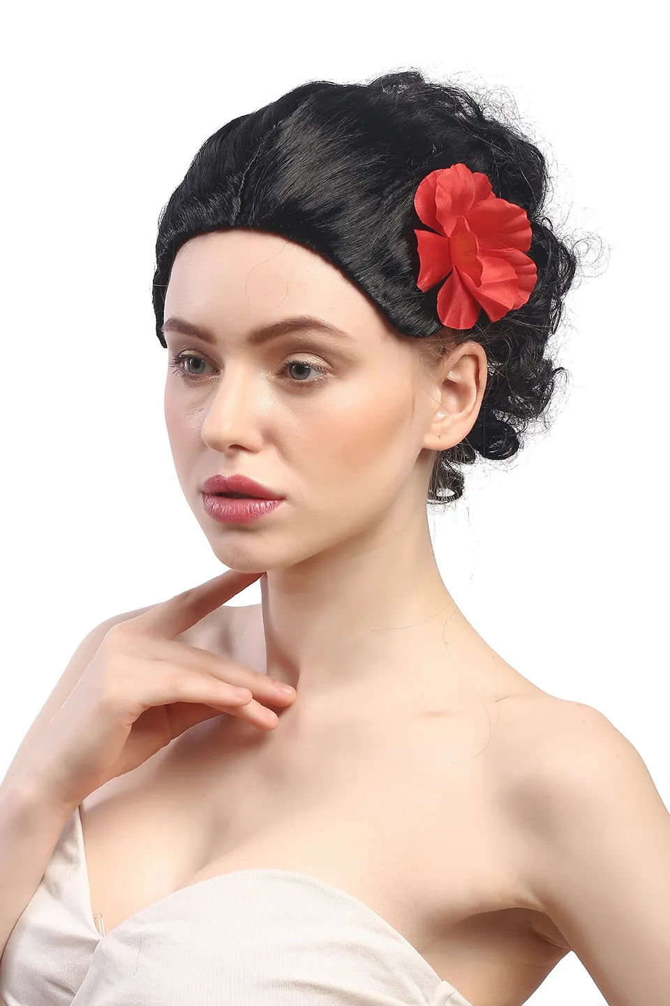 wig-me-up-per-cke-9332-za103-damen-kurz-schwarz-mit-rose-senorita-carmen image 1