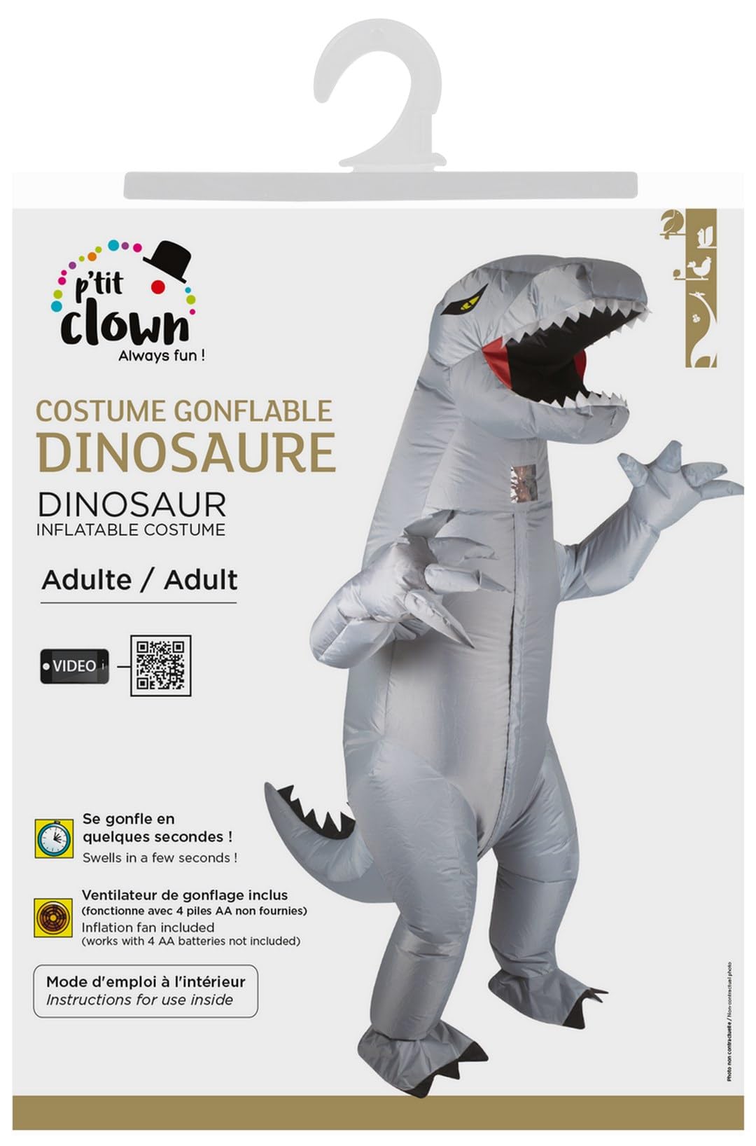 p-tit-clown-aufblasbares-dinosaurier-kost-m-erwachsene-grau image 5
