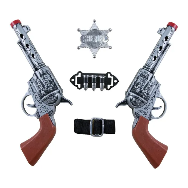 p-tit-clown-cowboy-kit-mit-2-revolvern-g-rtel-mit-patronen-und-sheriffstern image 1