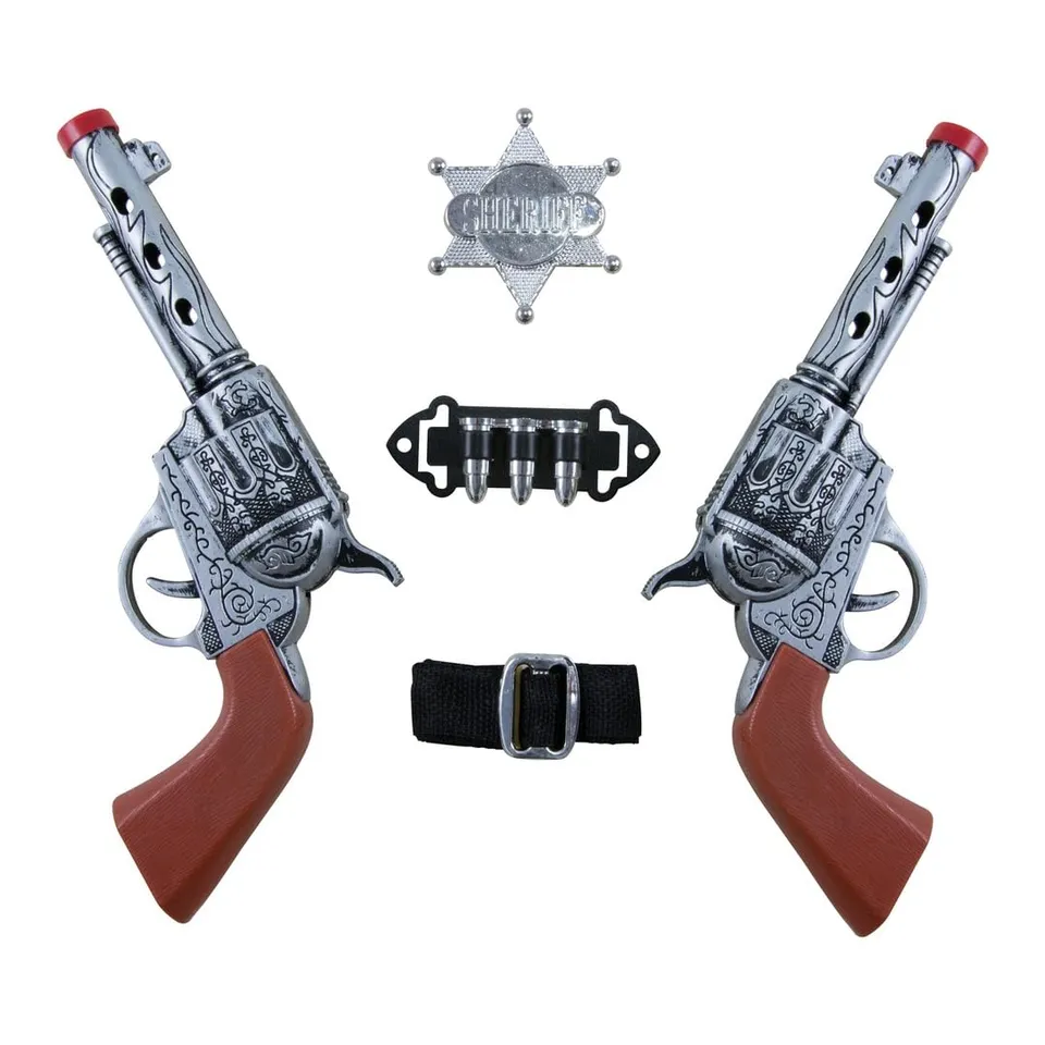 p-tit-clown-cowboy-kit-mit-2-revolvern-g-rtel-mit-patronen-und-sheriffstern image 1