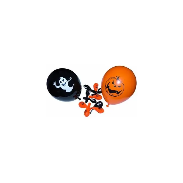 ptit-clown-10330-halloween-ballons-10er-set-23-cm-geist-und-k-rbis-orange-schwar image 1
