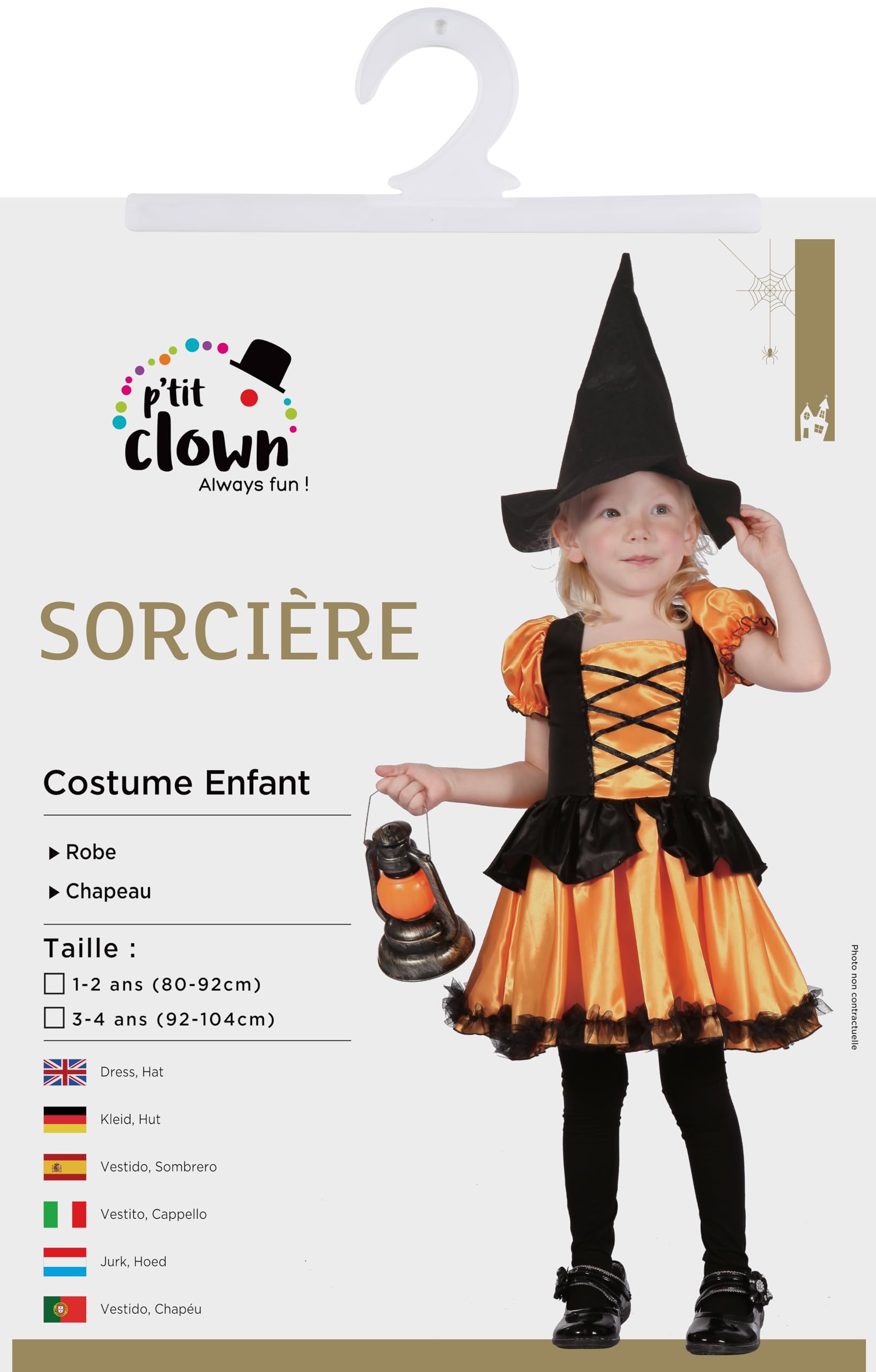 p-tit-clown-hexenkost-m-f-r-m-dchen-mit-kleid-und-hut image 2