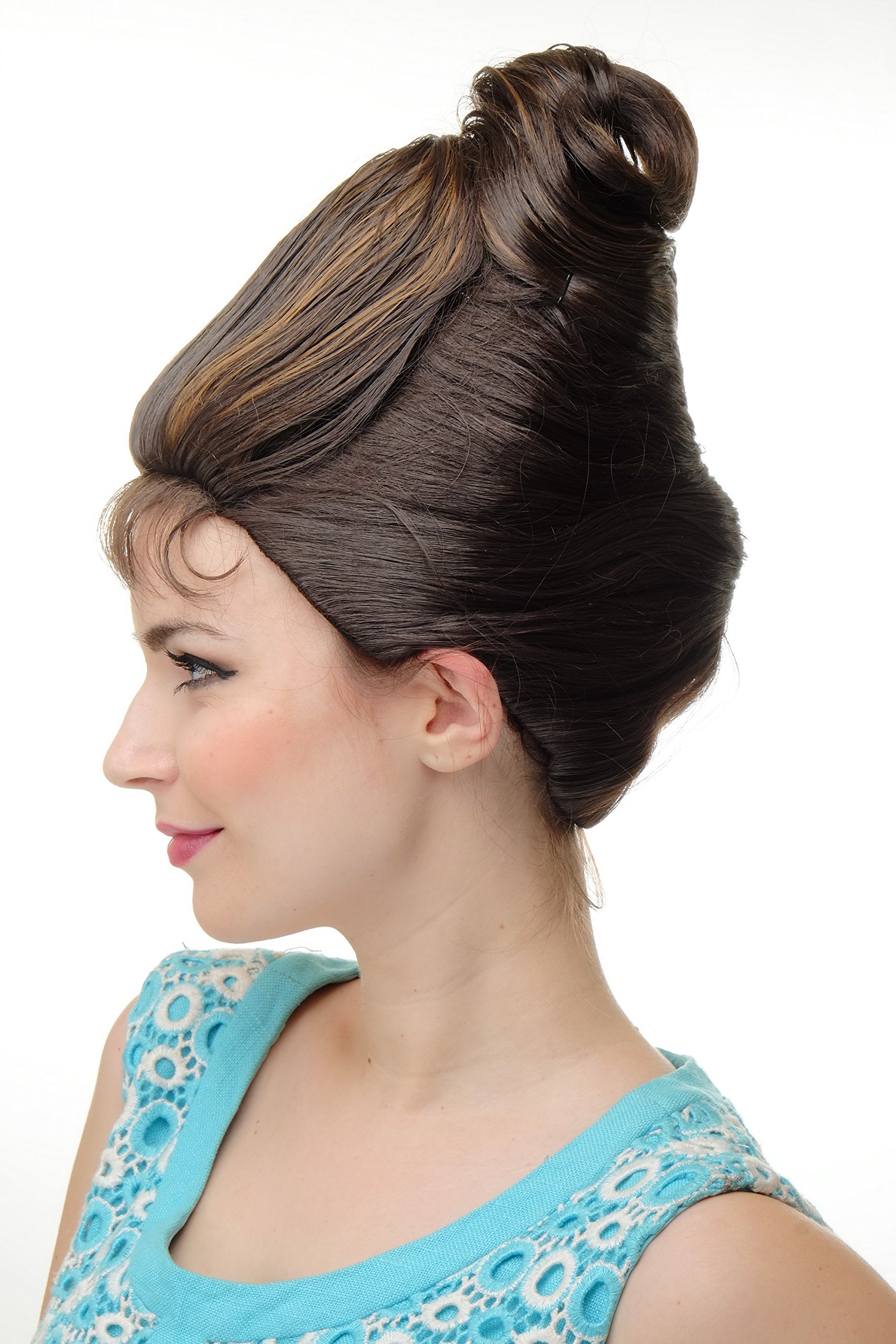 wig-me-up-gfw2189-beehive-dutt-per-cke-braun-mit-blonden-highlights-retro image 2