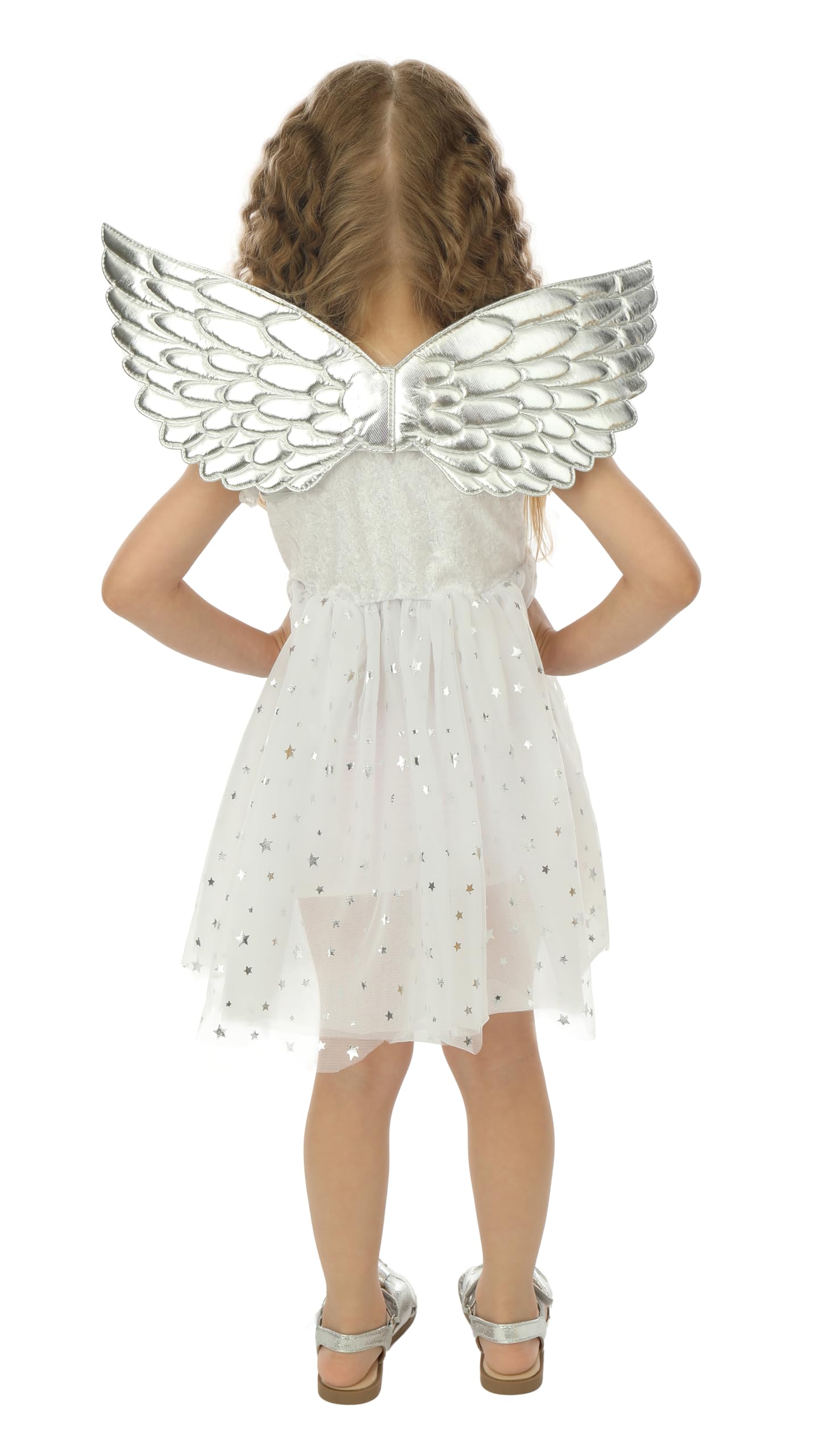 ptit-clown-engelskost-m-m-dchen-wei-silber-kleid-mit-fl-geln image 3