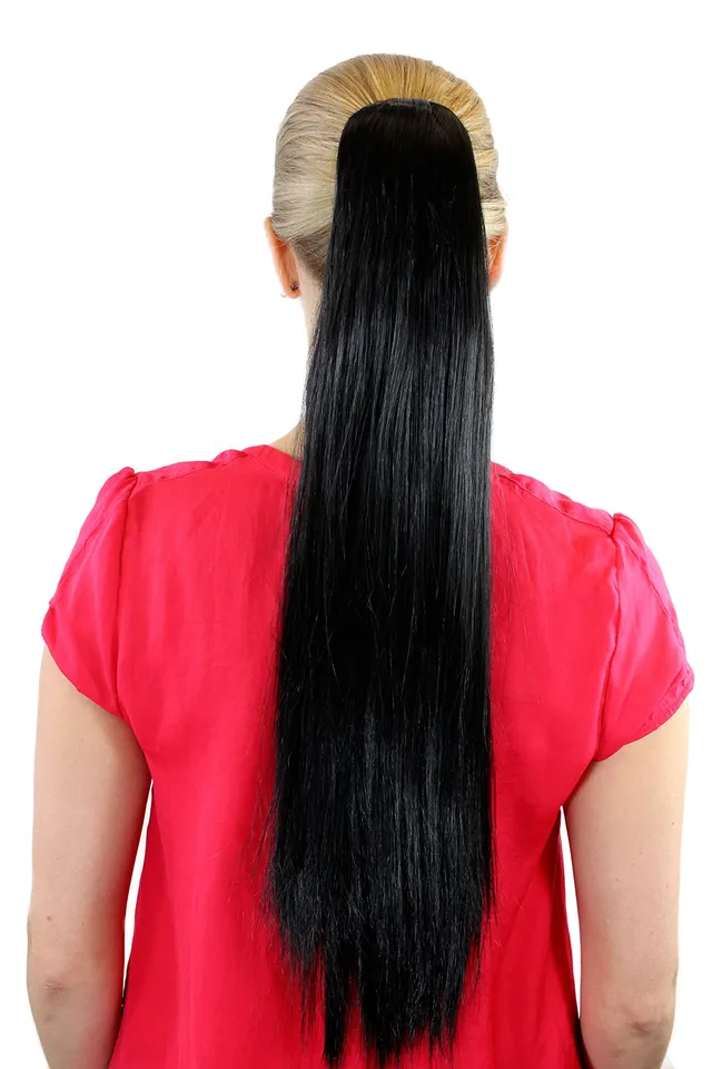 wig-me-up-xf-6464-2-extension-zopf-haarteil-schwarz-glatt-ca-65-cm-mit-butterfly image 1