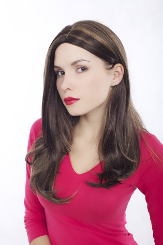 wig-me-up-gfw972-6h27-damenper-cke-lang-glatt-mit-mittelscheitel-braun-mix-55-cm image 6