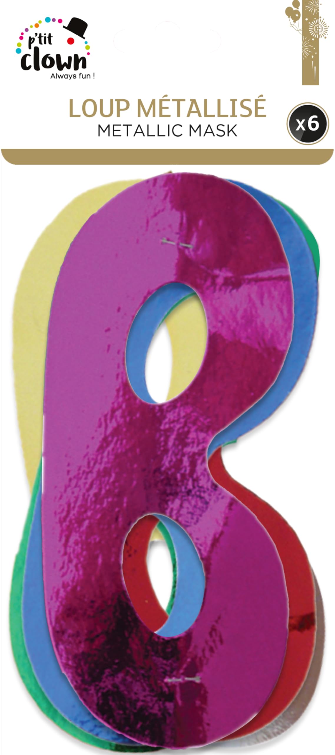 ptit-clown-loup-metallise-augenmasken-set-6-teilig-multicolore image 2
