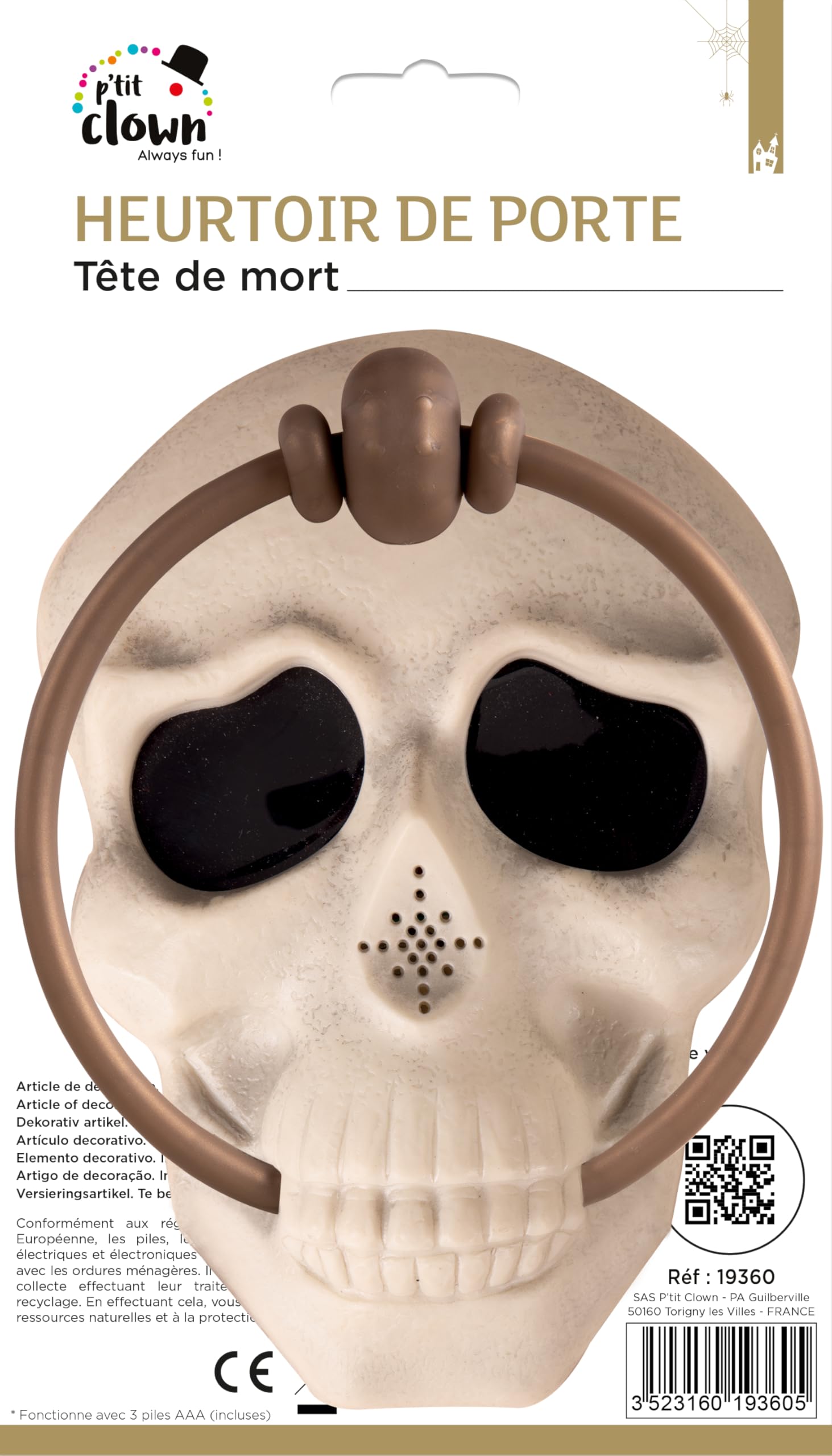 p-tit-clown-halloween-totenkopf-t-rklingel-28-cm-mit-sound-und-licht image 2