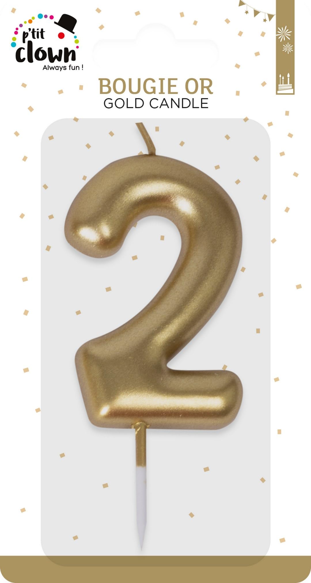 ptit-clown-23932-zahlenkerze-gold-zahl-2-geburtstagskerze image 3