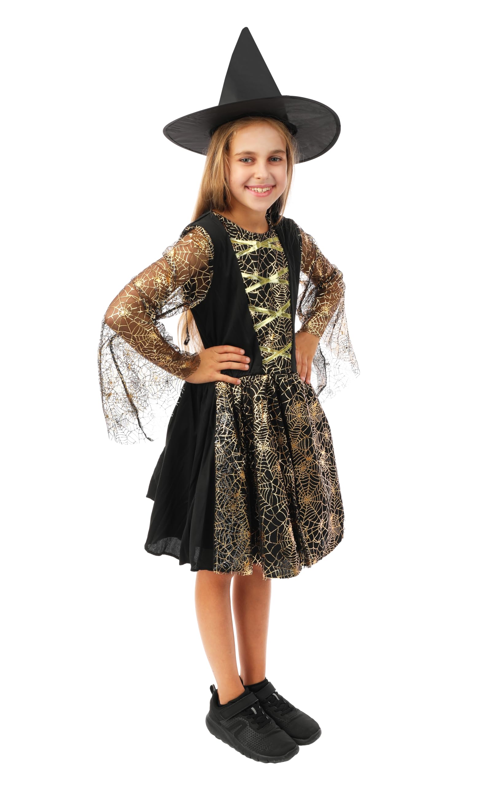 ptit-clown-22044-hexenkost-m-schwarz-gold-kinder-10-12-jahre image 2