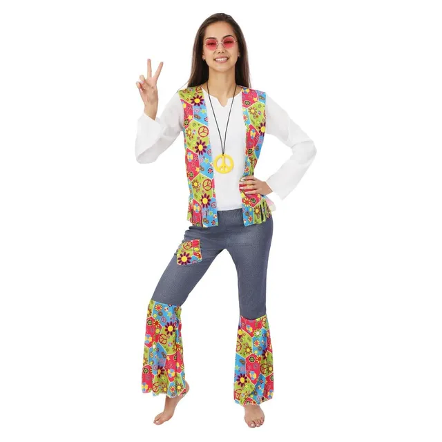 ptit-clown-hippie-kost-m-damen-erwachsene-mehrfarbig-xl image 1