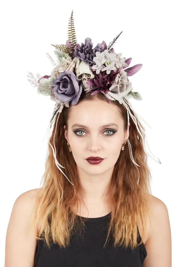 p-tit-clown-haarreif-mit-totenkopf-und-blumen-erwachsene image 1