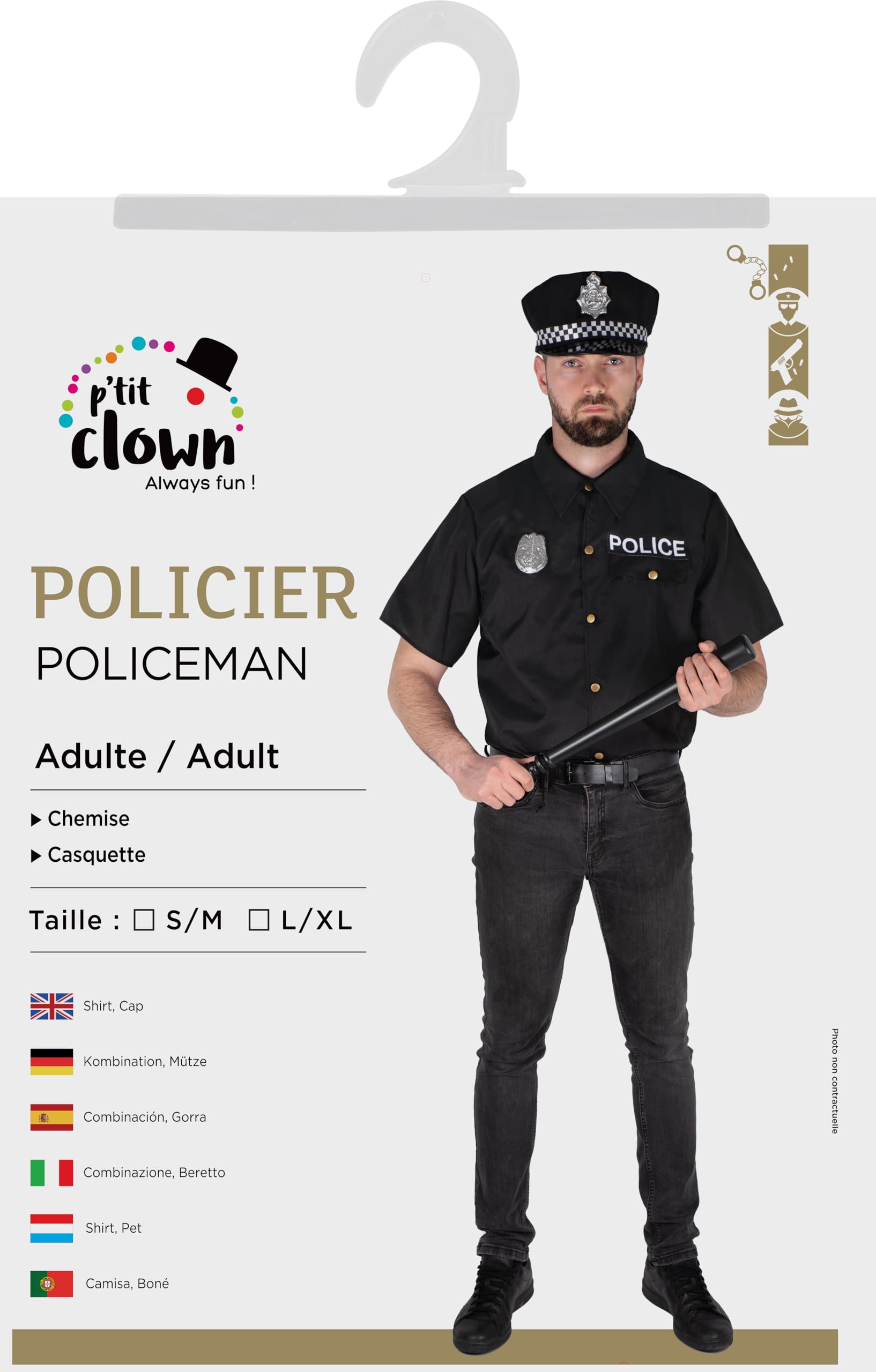 p-tit-clown-polizeikost-m-f-r-erwachsene-mit-hemd-und-kappe image 5