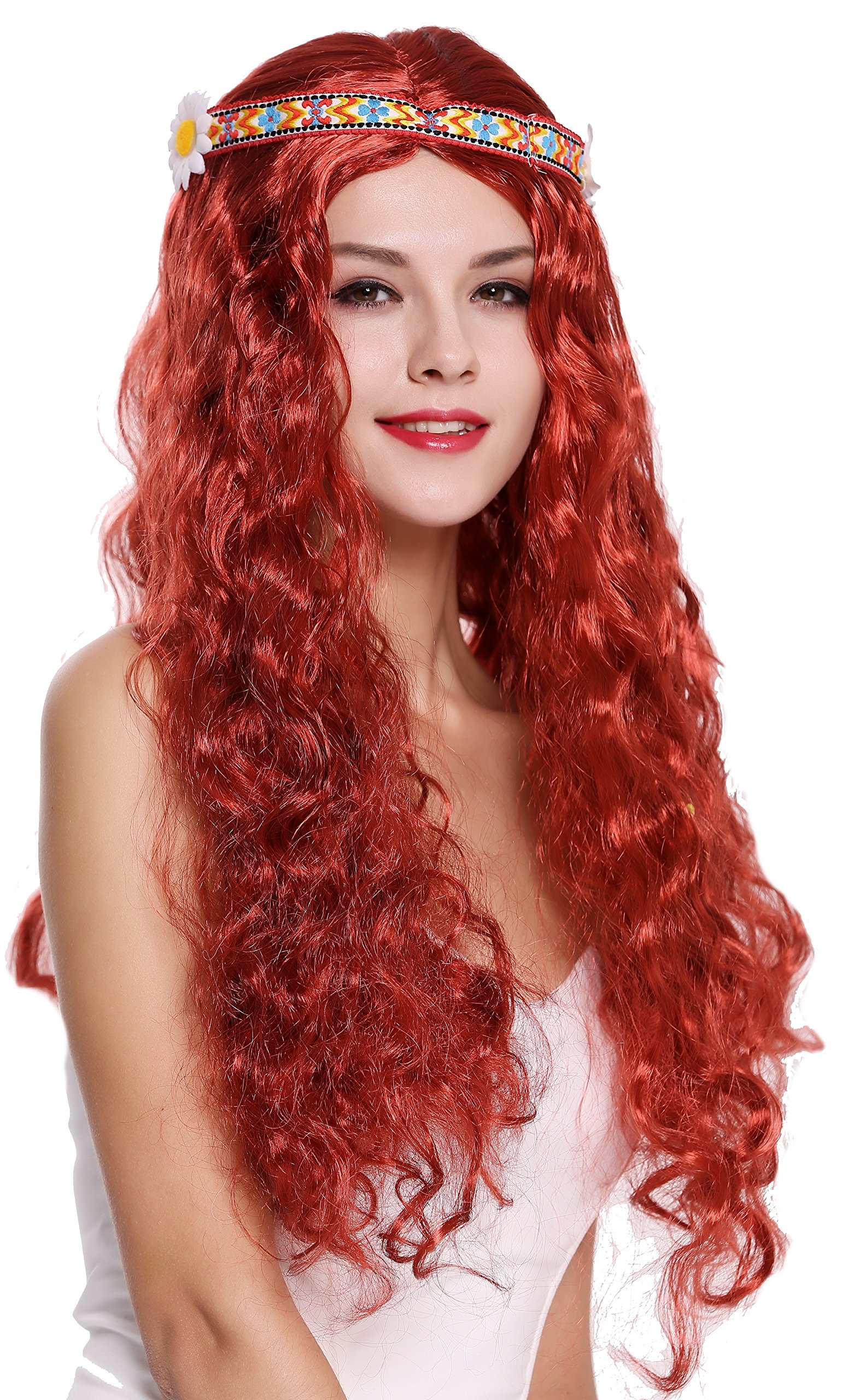 wig-me-up-91298-za350-hippie-per-cke-rot-wellig-60-cm-mit-stirnband image 3