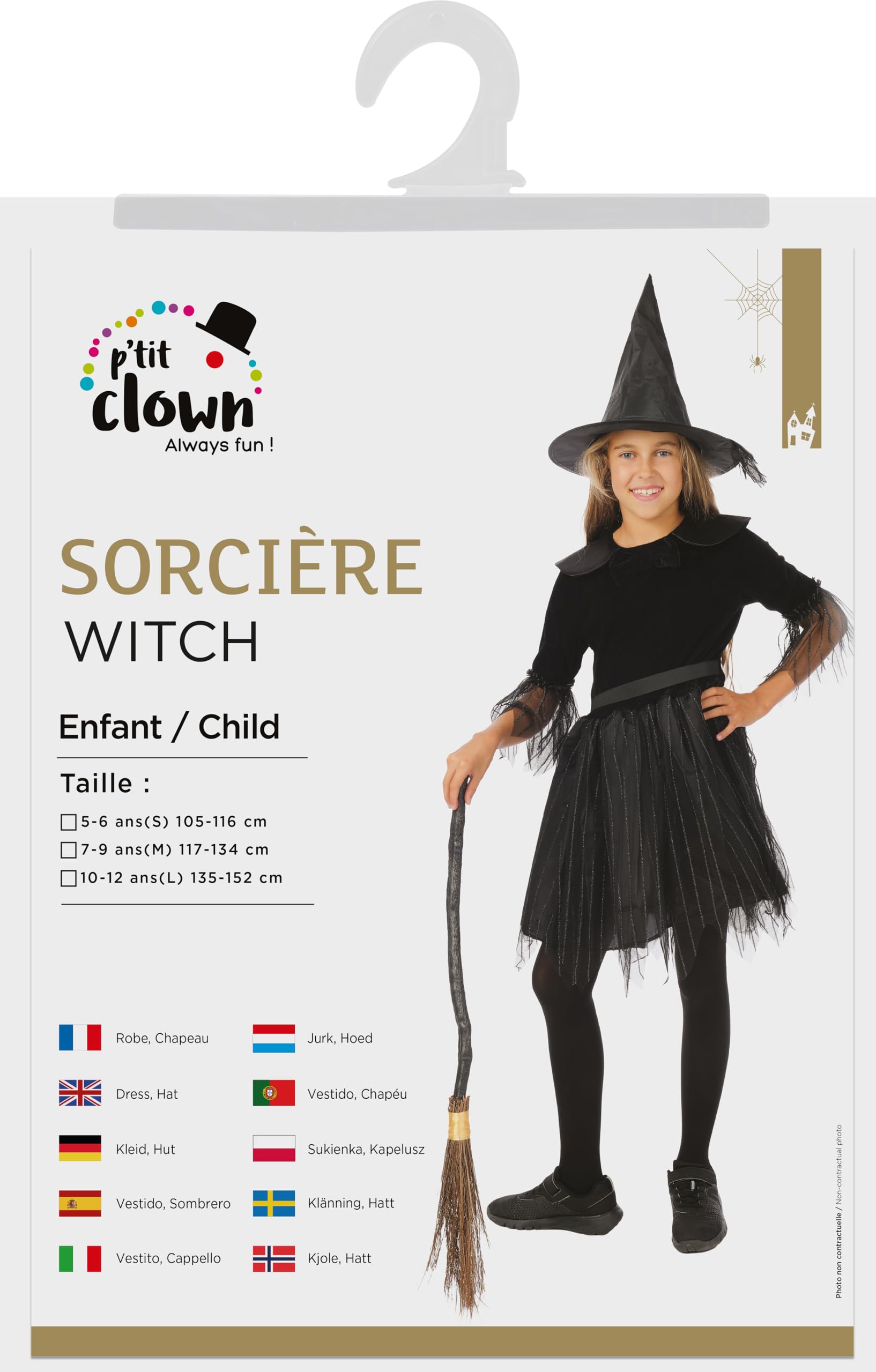 p-tit-clown-hexenkost-m-m-dchen-schwarz-10-12-jahre-kleid-hut-schleier image 5