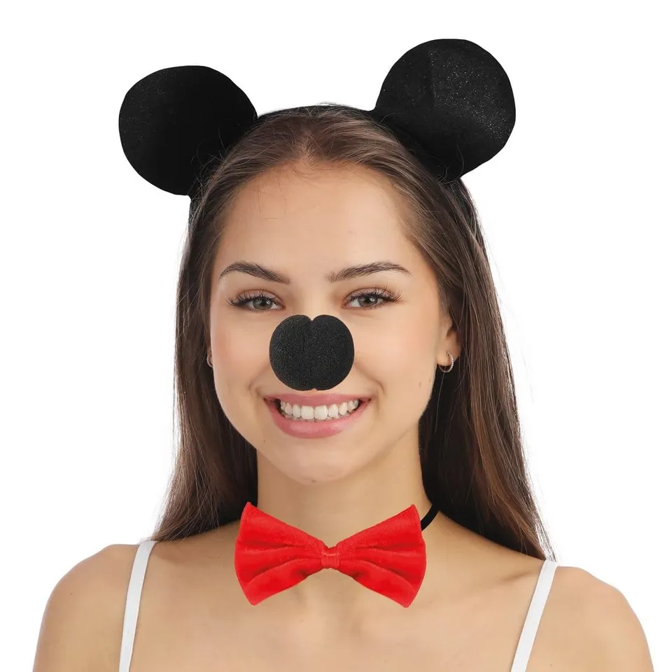 ptit-clown-14010-maus-kost-m-zubeh-r-set-f-r-erwachsene-haarreif-fliege-nase image 1