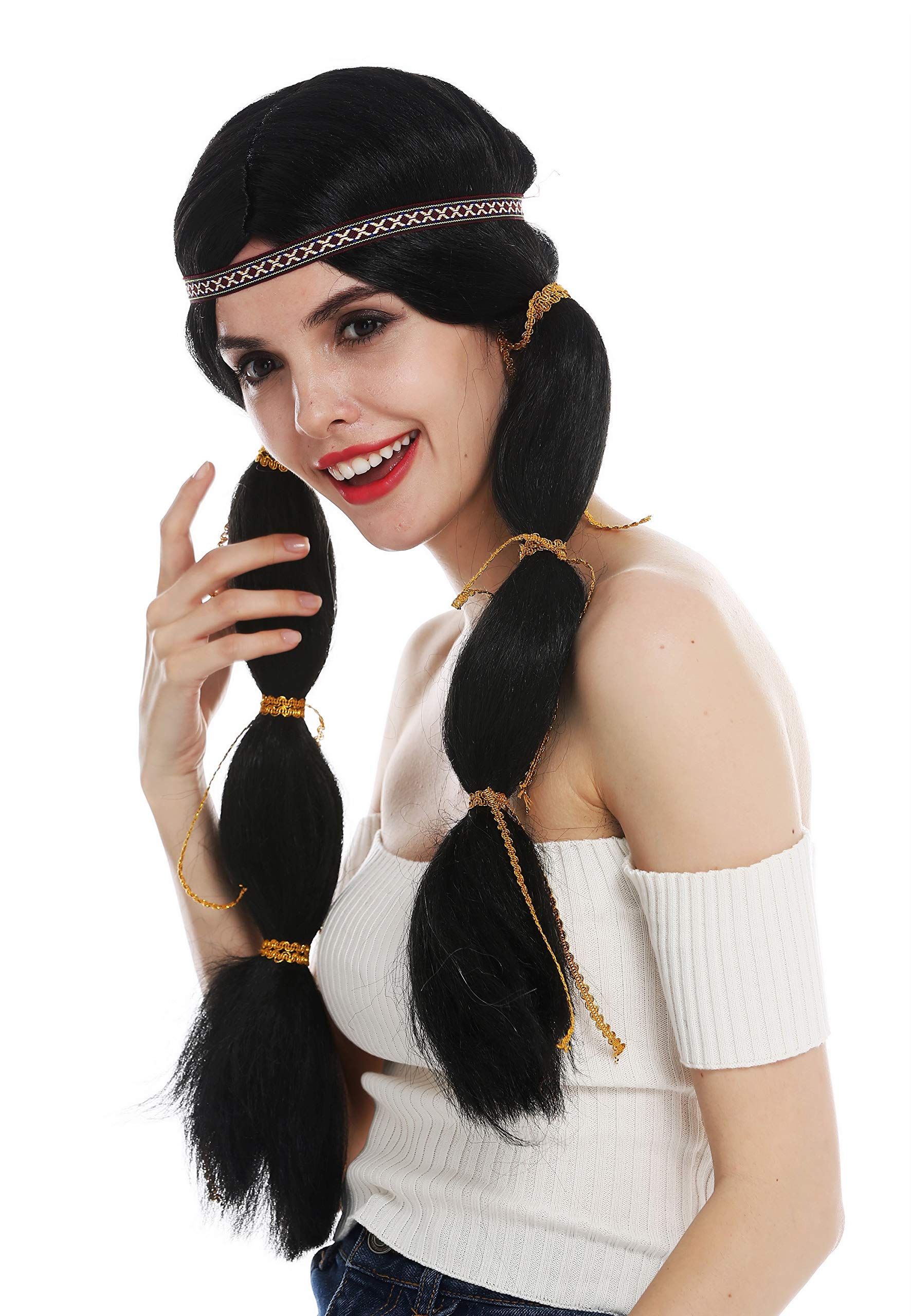 wig-me-up-sarl087-p103-damenper-cke-indianerin-lang-schwarz-mit-z-pfen-und-stirn image 3