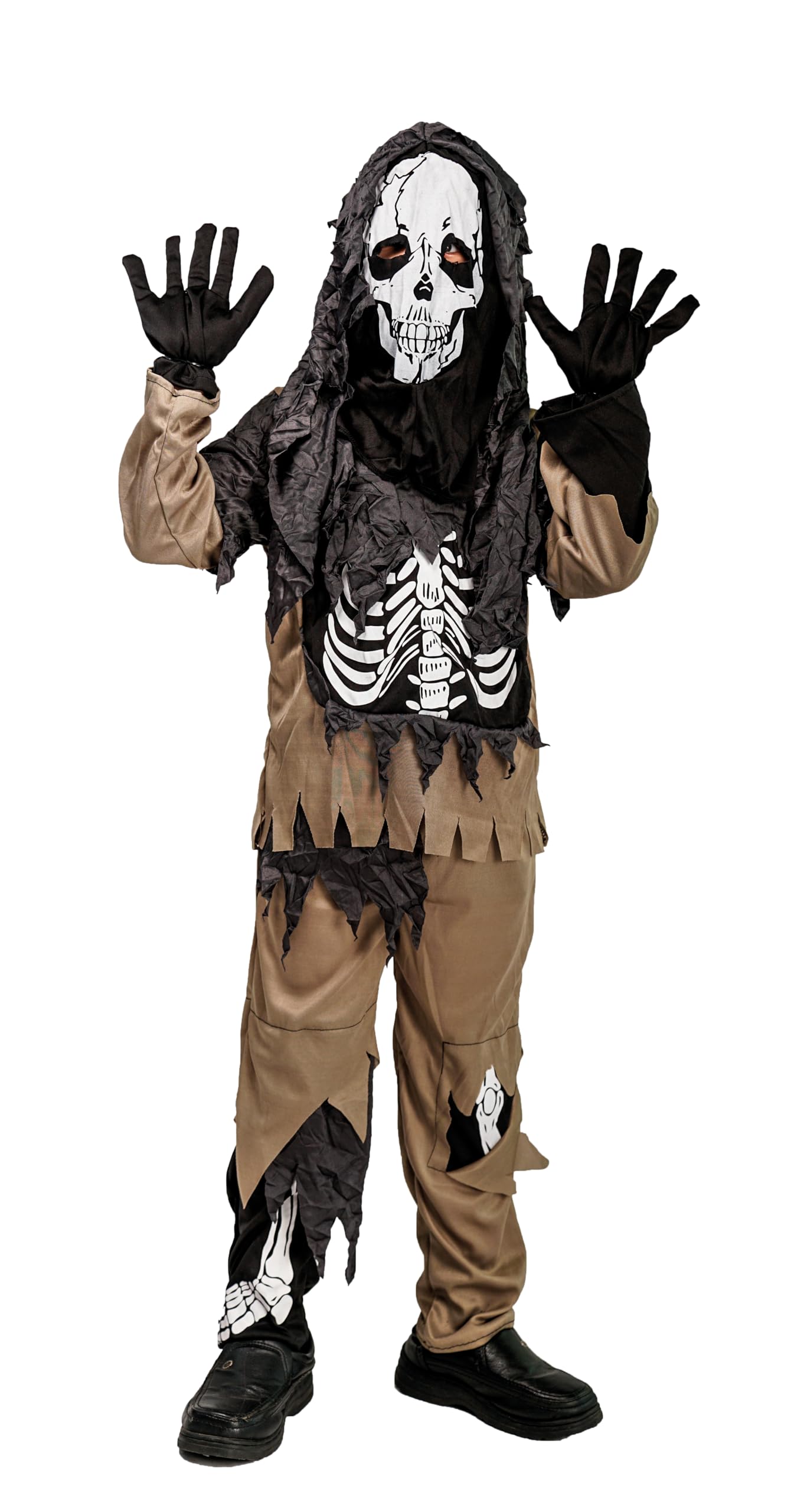 p-tit-clown-skelett-zombie-kinderkost-m-komplett-set-mit-kapuze image 1