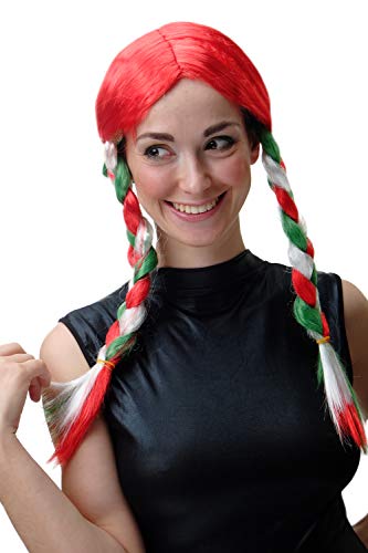 wig-me-up-xr-013-damenper-cke-geflochtene-fan-z-pfe-italien-rot-gr-n-wei-50-cm image 4