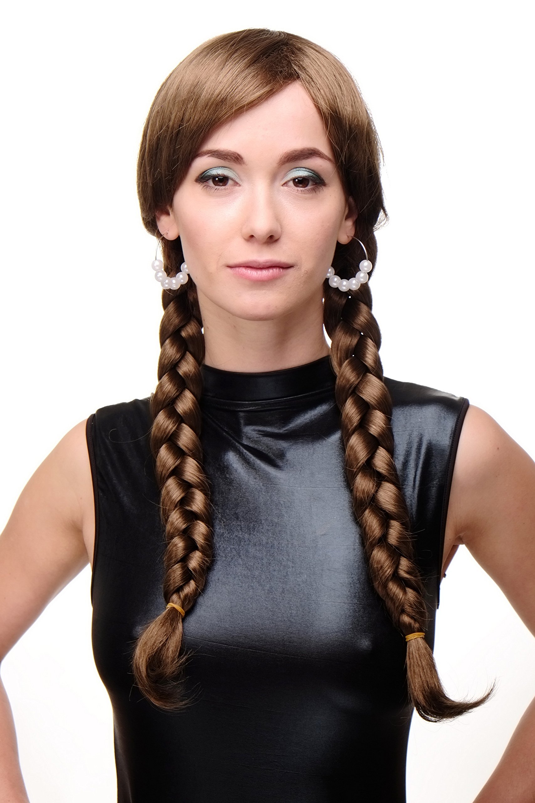 wig-me-up-3446-4-per-cke-dunkelbraun-mit-geflochtenen-z-pfen-60-cm image 6
