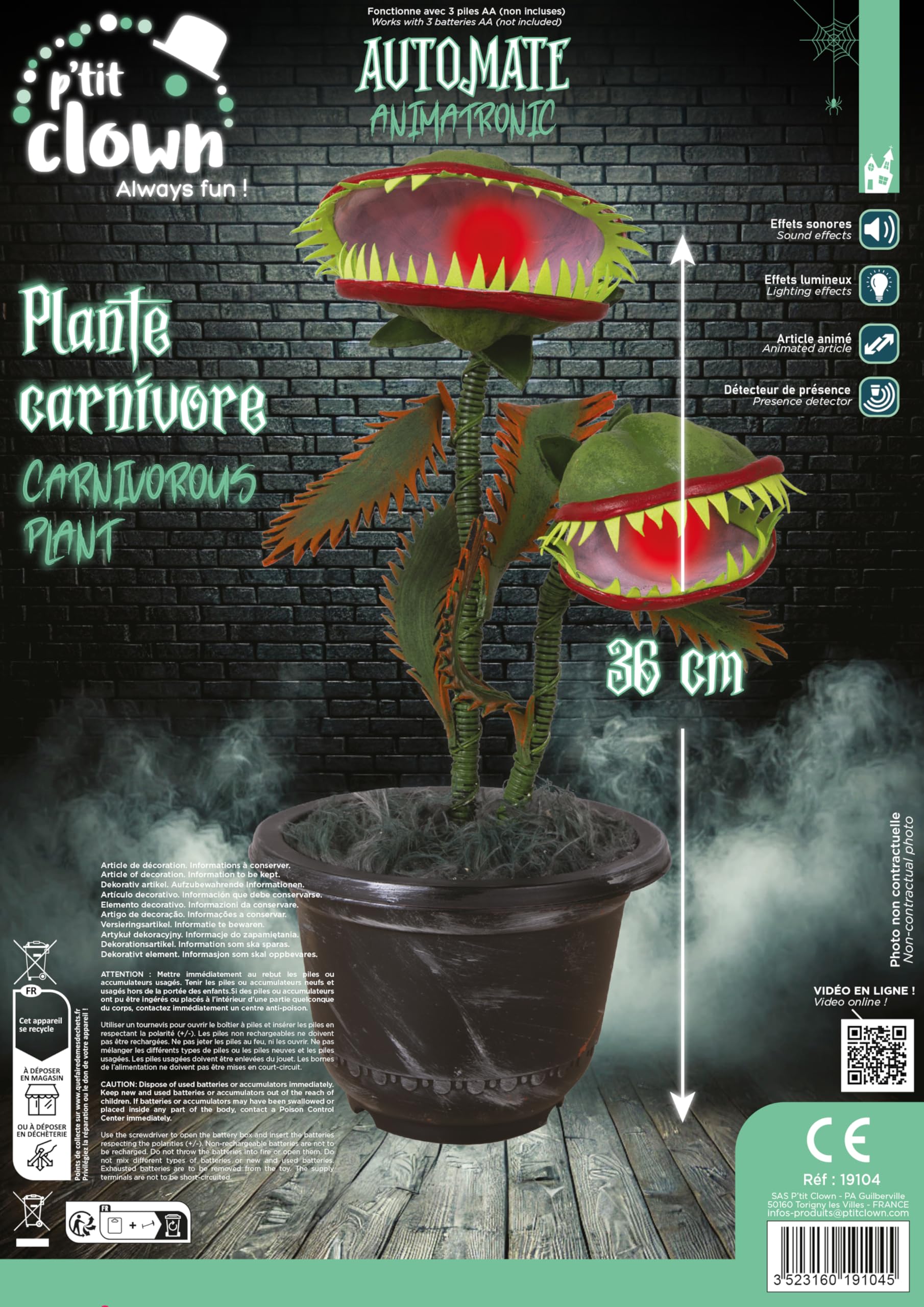 p-tit-clown-animierte-fleischfressende-pflanze-36-cm-mit-sound-licht image 2