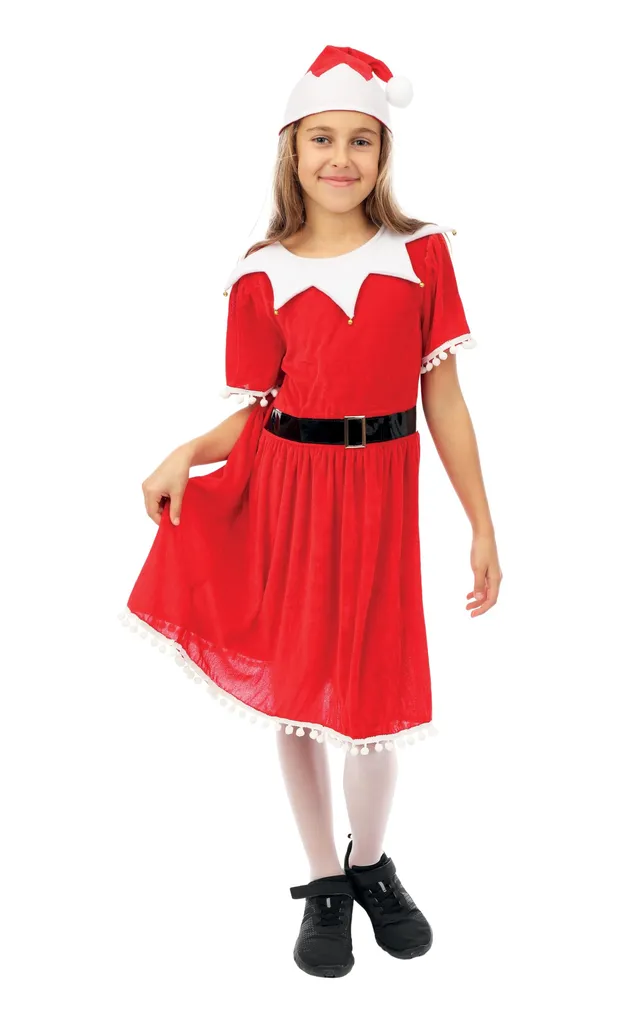 ptit-clown-weihnachtsmutter-miss-santa-kleid-rot-mit-m-tze-f-r-m-dchen image 1