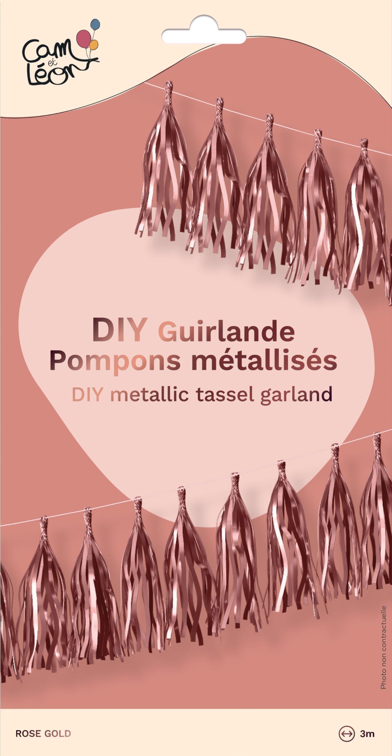 p-tit-clown-girlande-mit-pompons-metallisch-rosa-gold-3-m image 3