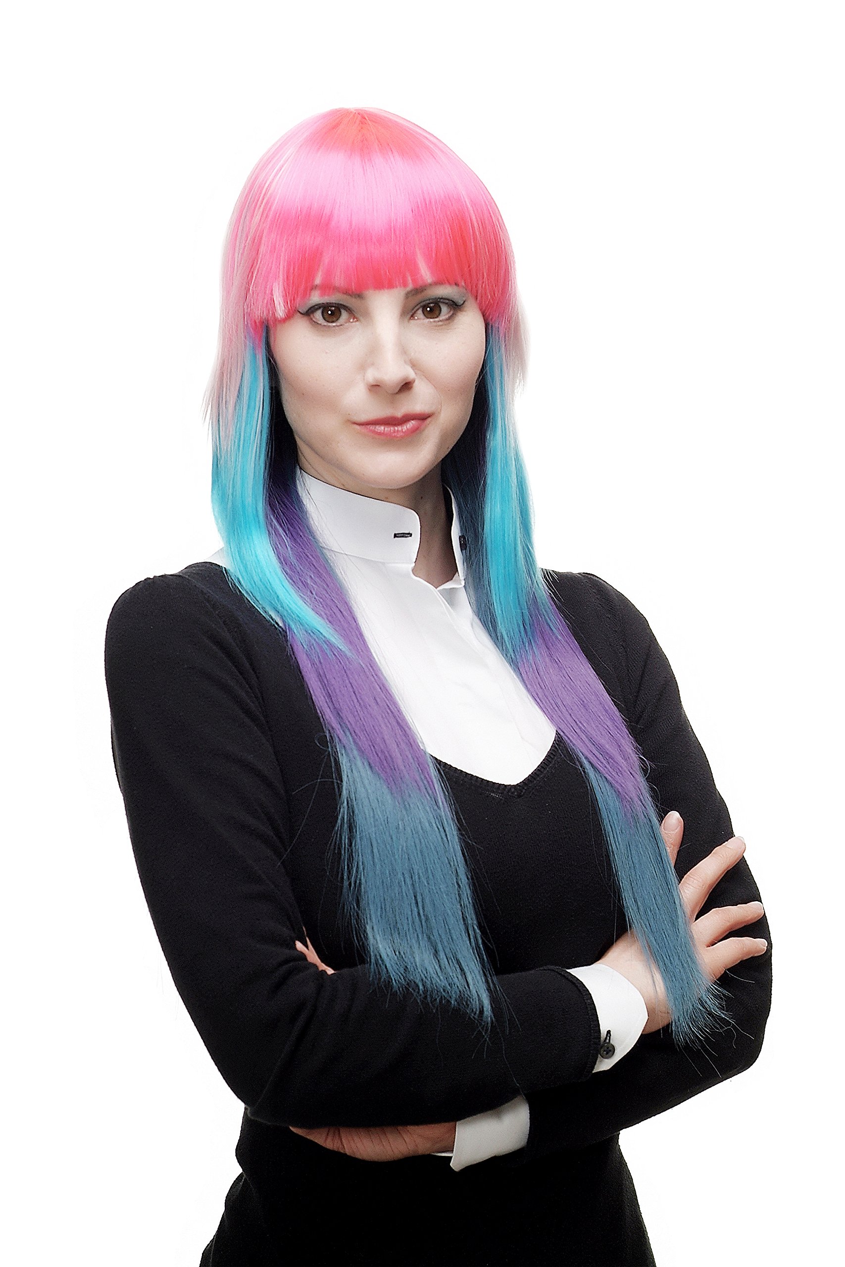 wig-me-up-h9014-damenper-cke-lang-bunt-neon-pink-blau-wei-glatt-mit-pony image 1