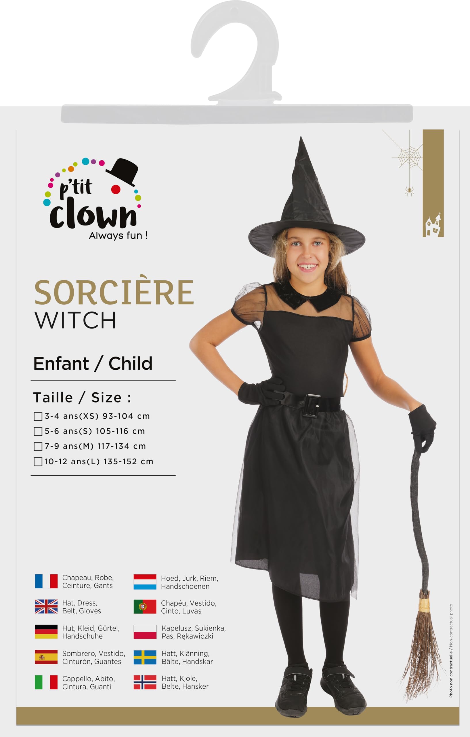 p-tit-clown-hexenkost-m-m-dchen-schwarz-10-12-jahre-mit-hut image 5