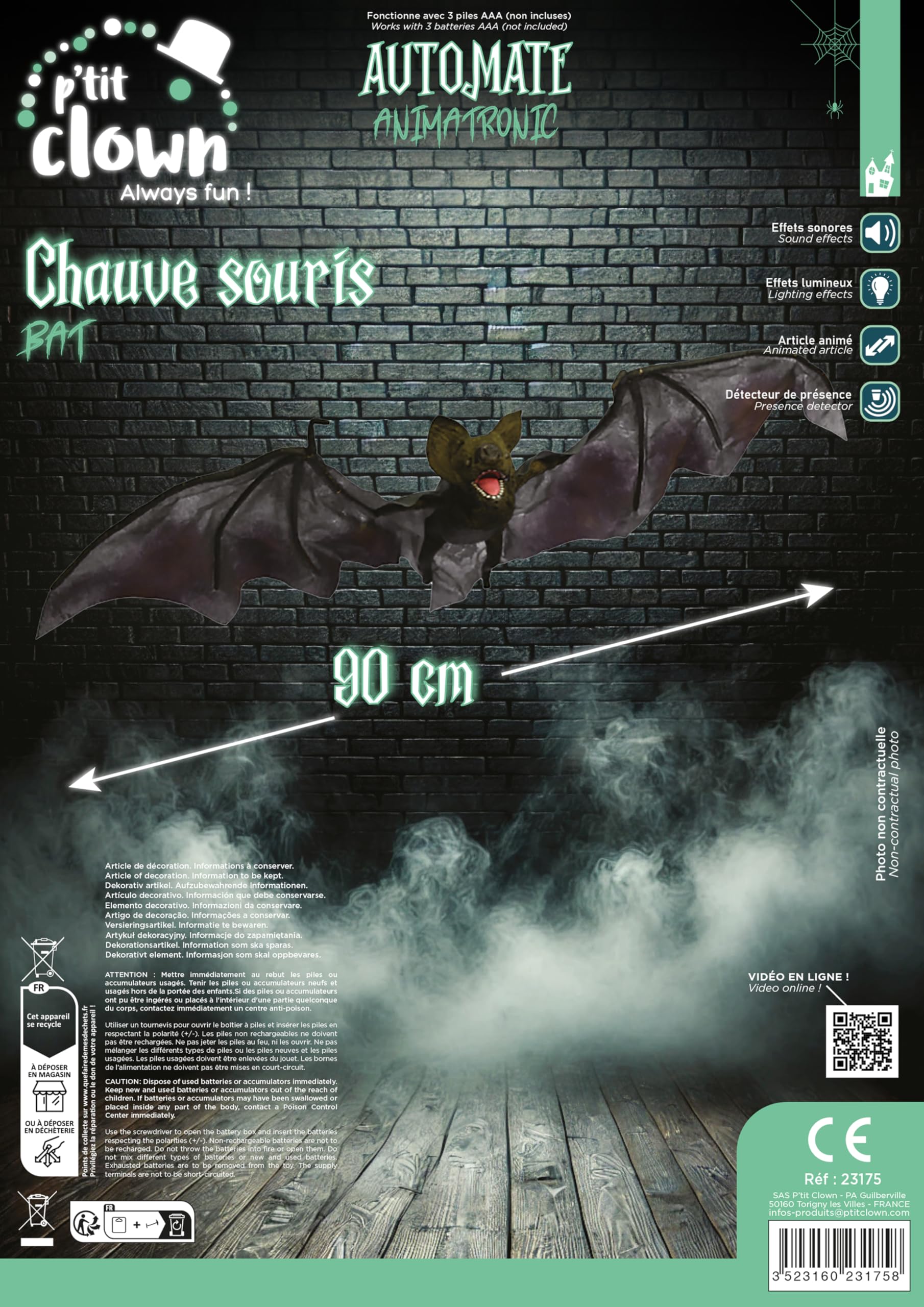 p-tit-clown-halloween-fledermaus-animatronic-90-cm image 2
