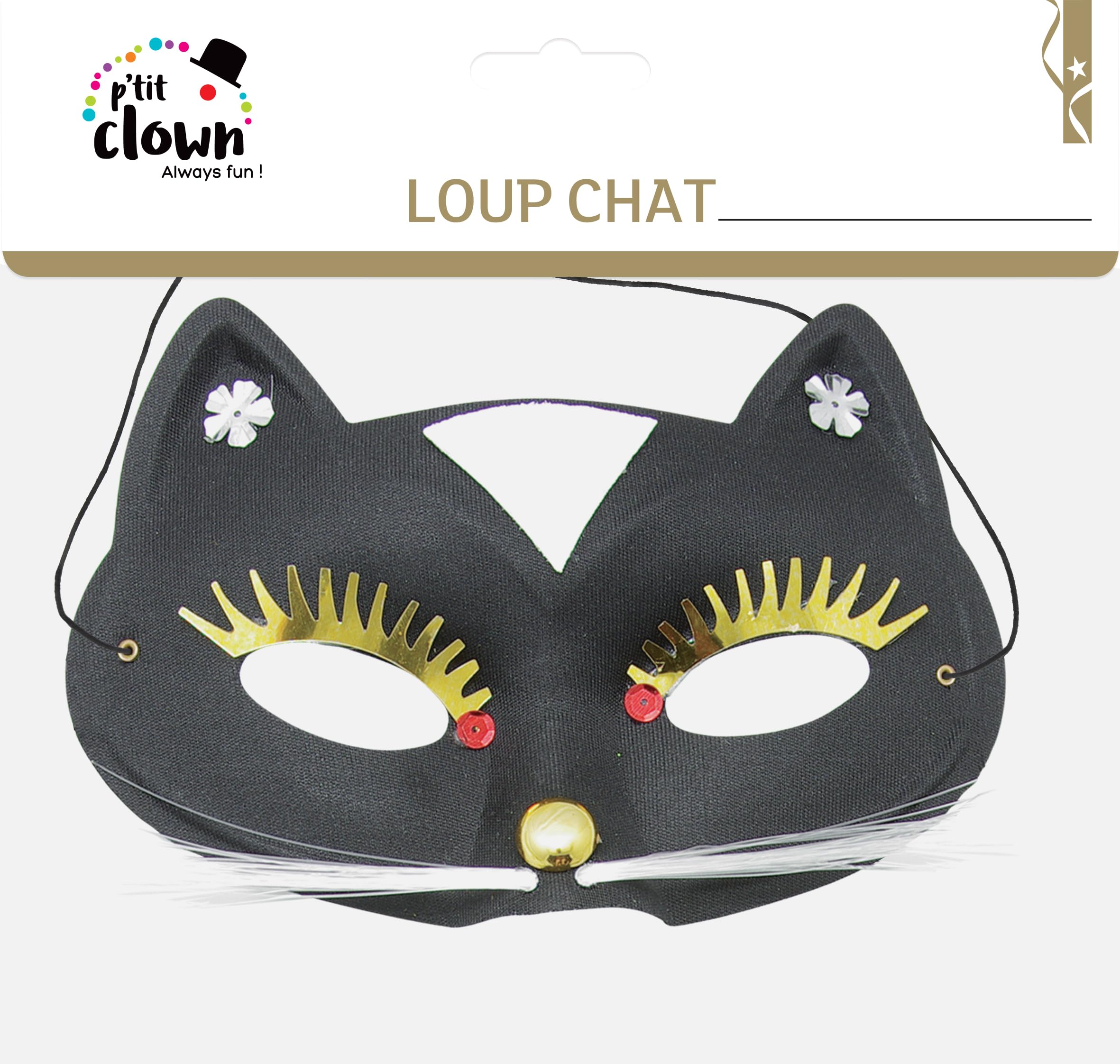 ptit-clown-10020-tiermaske-wolf-katze-mit-schnurrbart-stoff-zuf-llige-farbe image 2