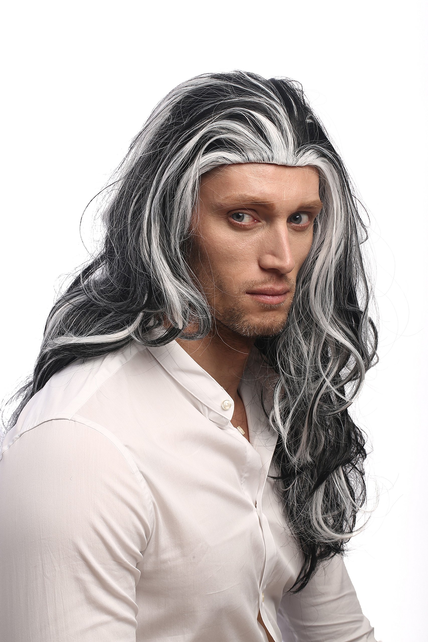 wig-me-up-29938b-vampir-per-cke-lang-schwarz-wei-grau-55-cm-unisex image 2