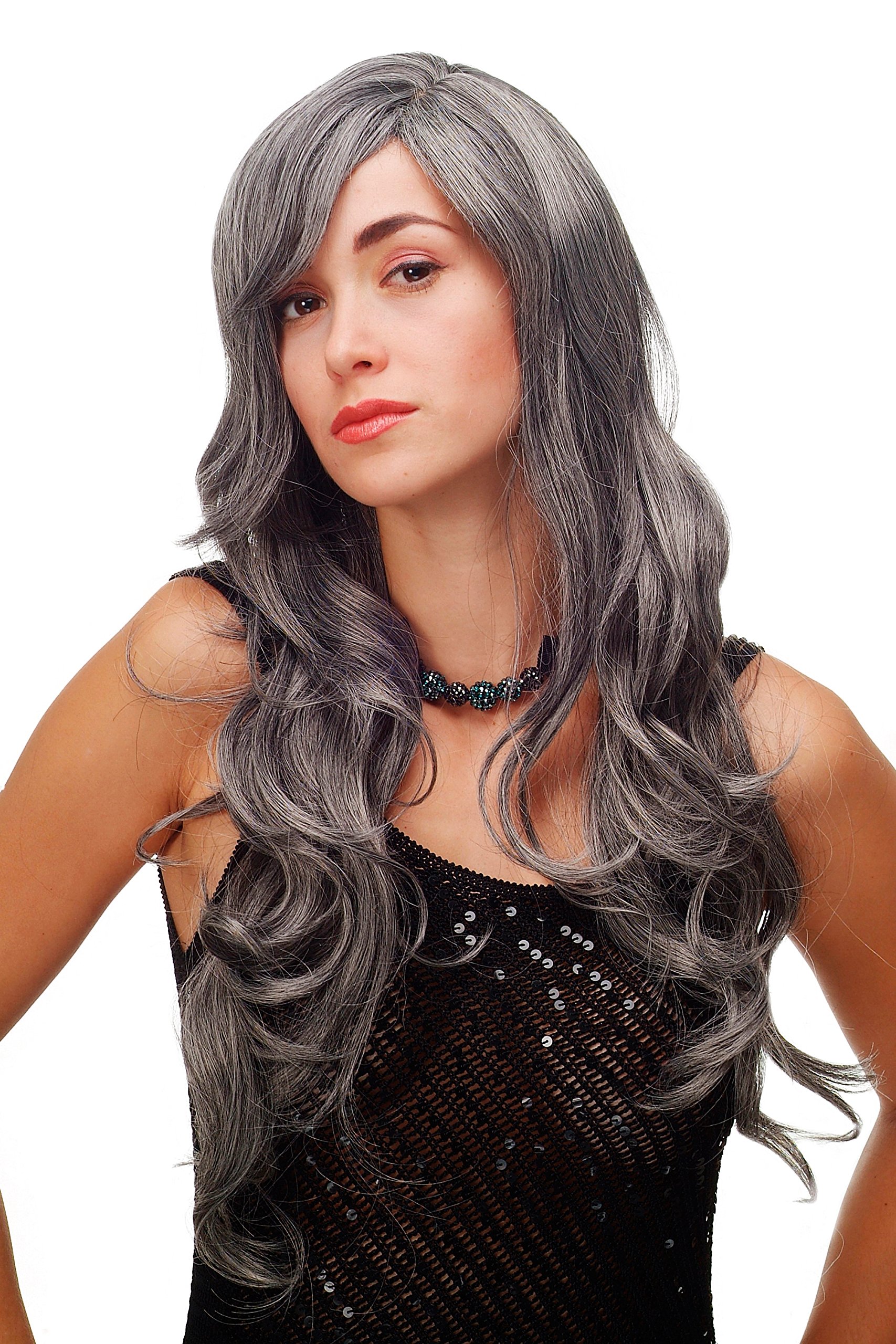 wig-me-up-per-cke-damen-schwarz-lang-lockig-wellig-70-cm-mit-pony image 5
