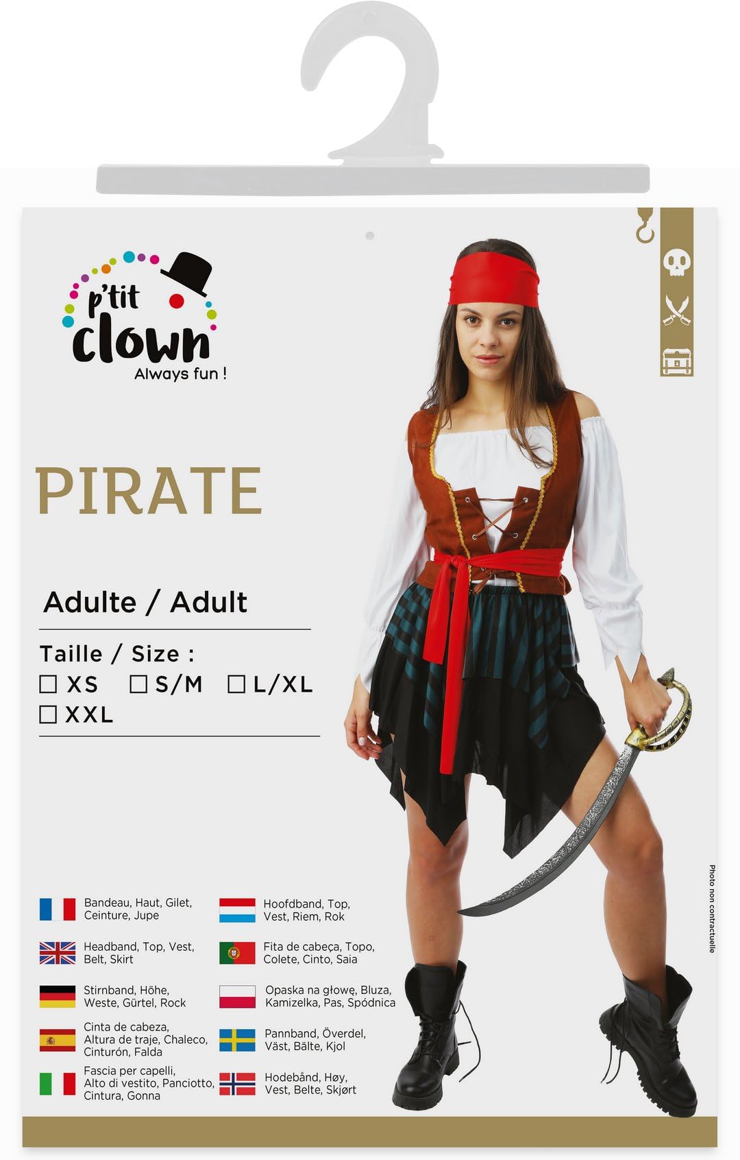 ptit-clown-89236-piratenkost-m-damen-mit-rock-top-weste-und-g-rtel image 5