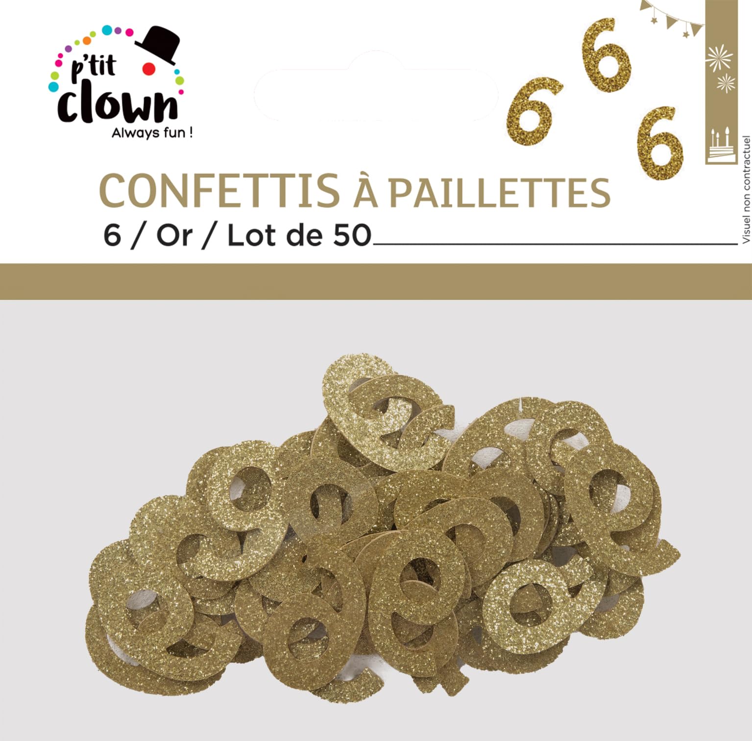 ptit-clown-glitzer-konfetti-zahl-6-gold-50-st-ck image 2
