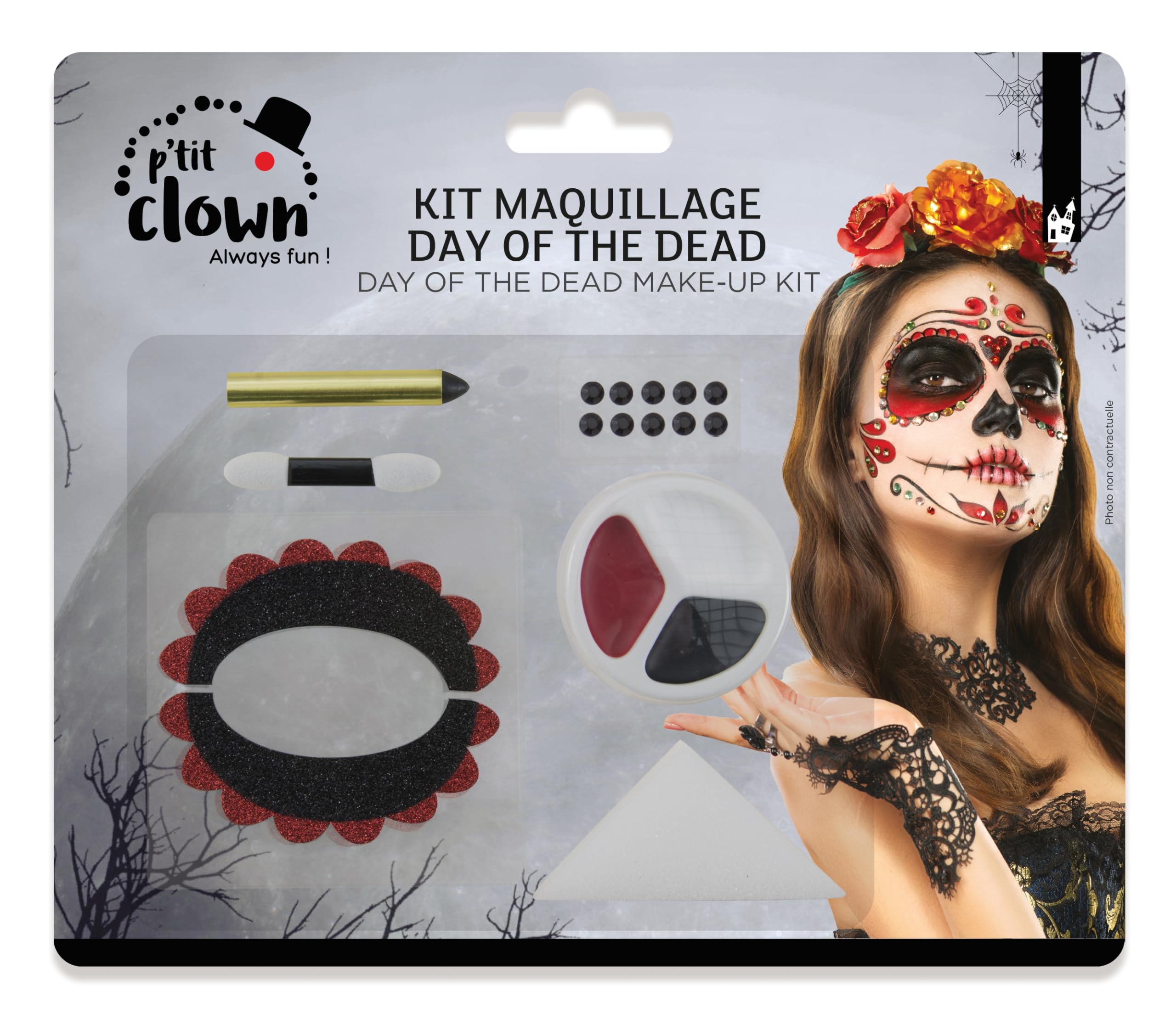 p-tit-clown-day-of-the-dead-schminkset-make-up-kit-mit-strass image 1