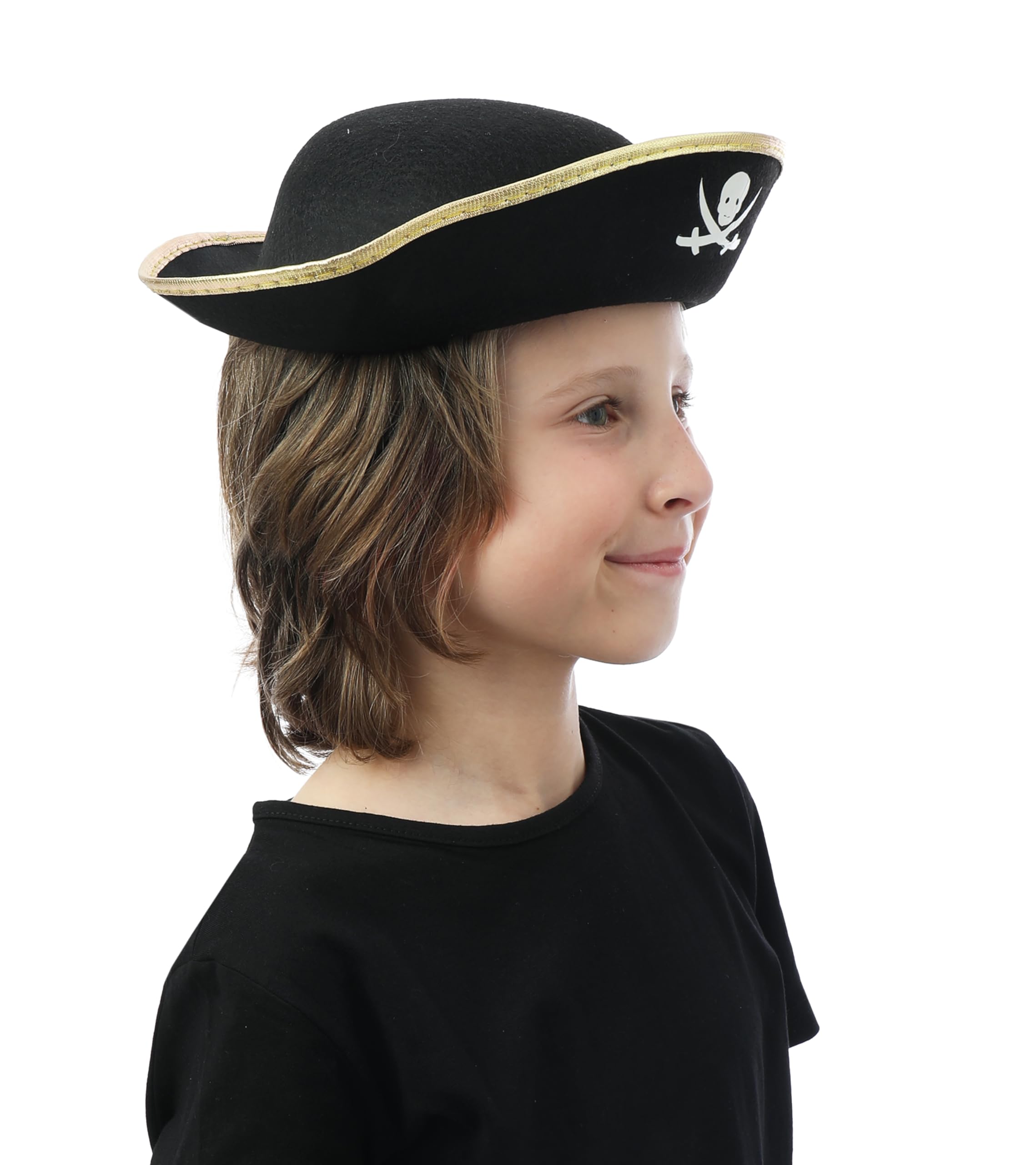 p-tit-clown-piratenhut-filz-schwarz-kinder-mit-goldband image 2