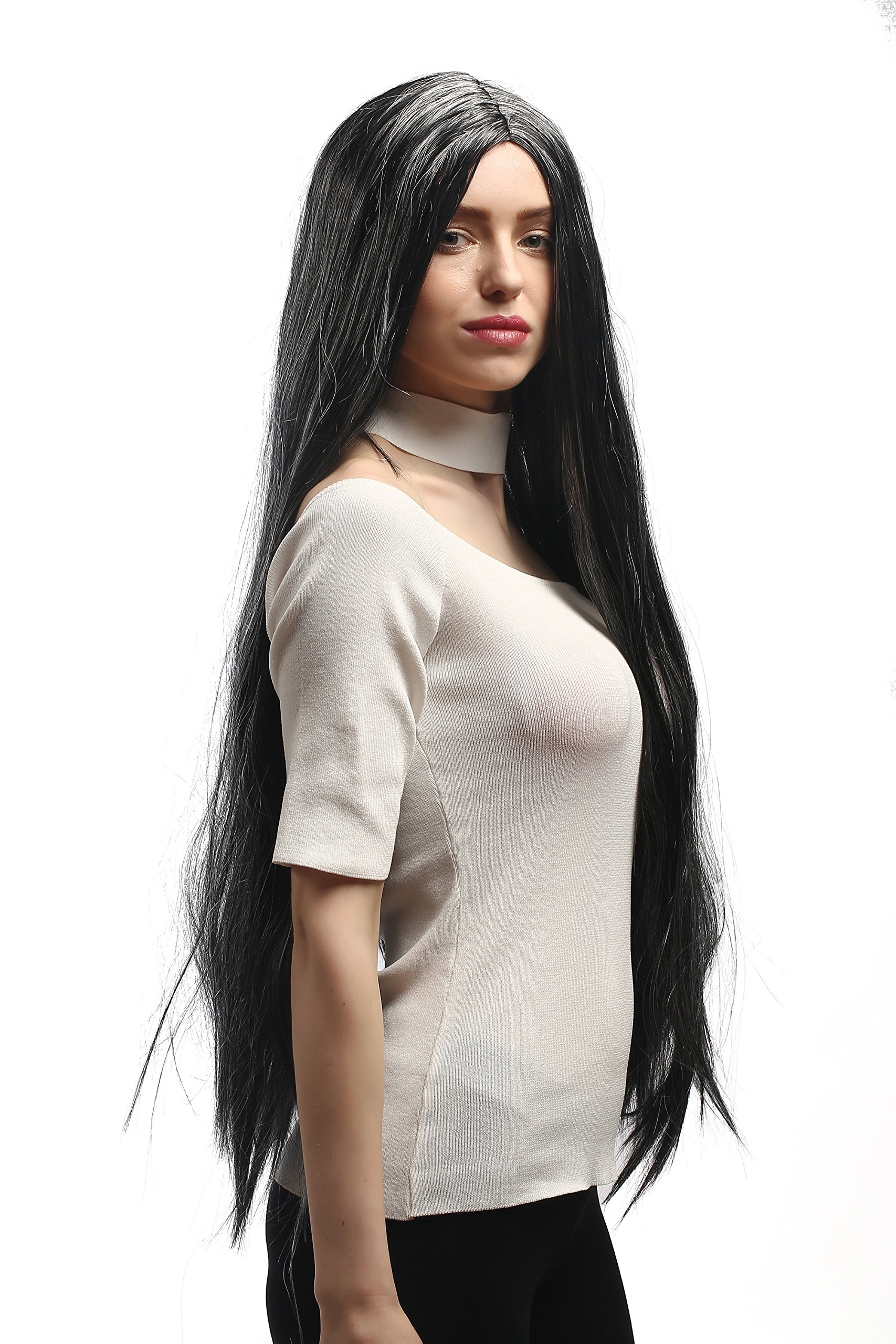 wig-me-up-6063-p103-309-party-per-cke-schwarz-grau-extra-lang-ca-85-cm image 1
